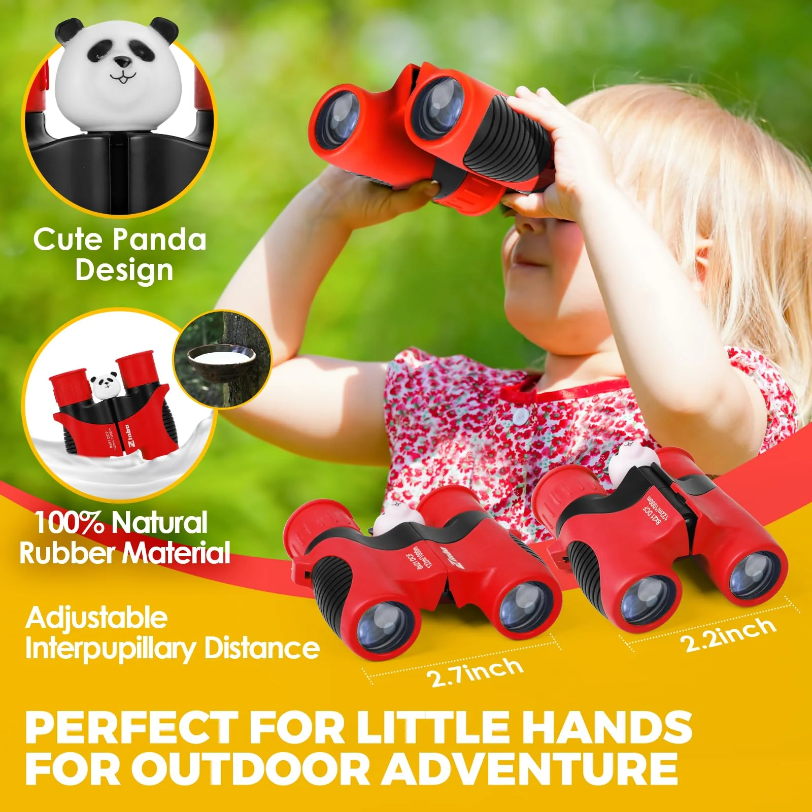 Binoculars for Kids 8x21 High-Resolution Real Optics with Magnifying Glass & Whistle Compass, Kids Binoculars for 3-12 Years Boys and Girls, Best Kids Toys for Outdoor Bird Watching, Hiking, Travel Red - Image 3