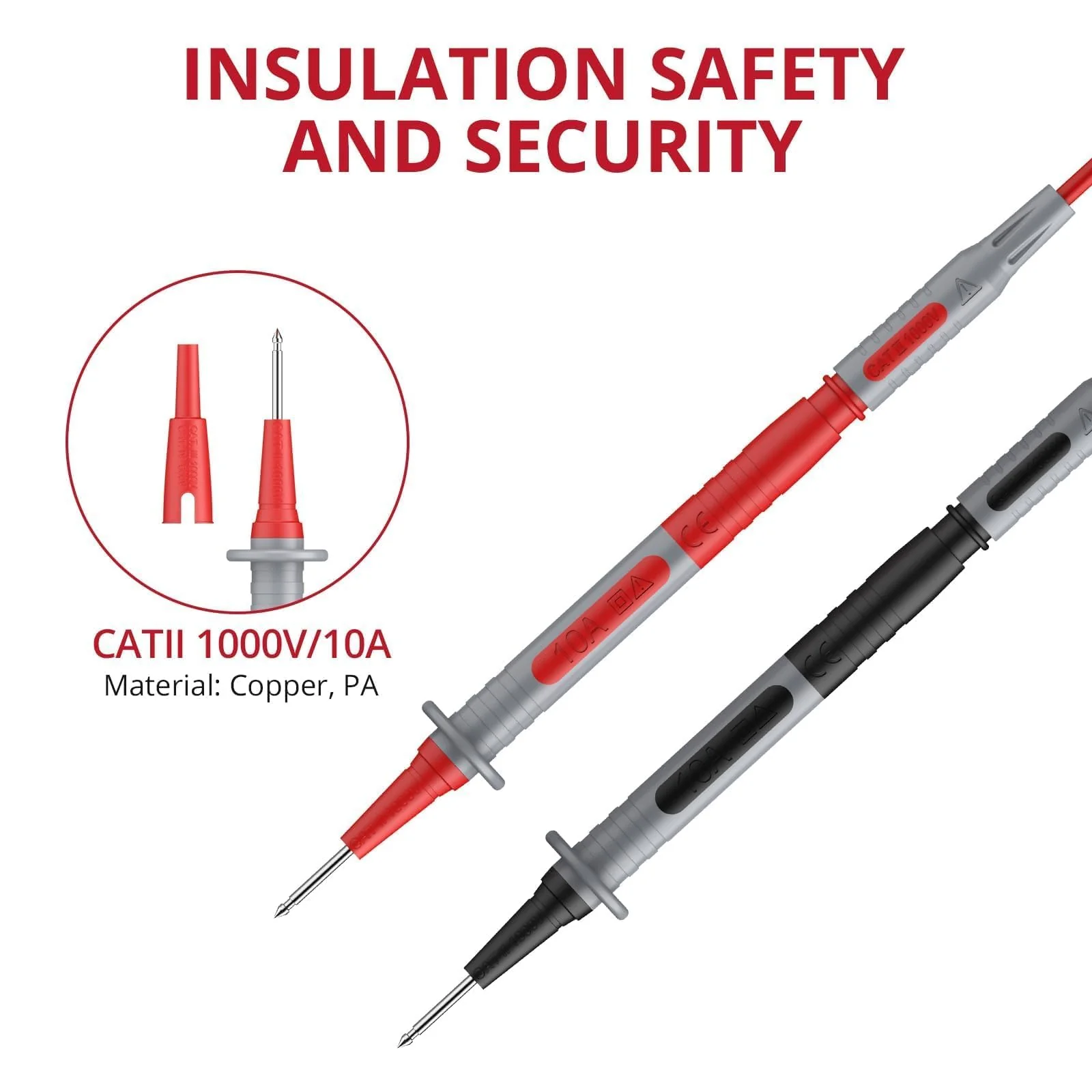 BINTA Silicone Multimeter Test Leads Set with Insulated Test Leads, Alligator Clips, Test Hooks, Test Probes, Test Tweezers, Professional Lead Kit for Digital Multimeter Testing CATII 1000V/ 19A 11PCS - Image 3