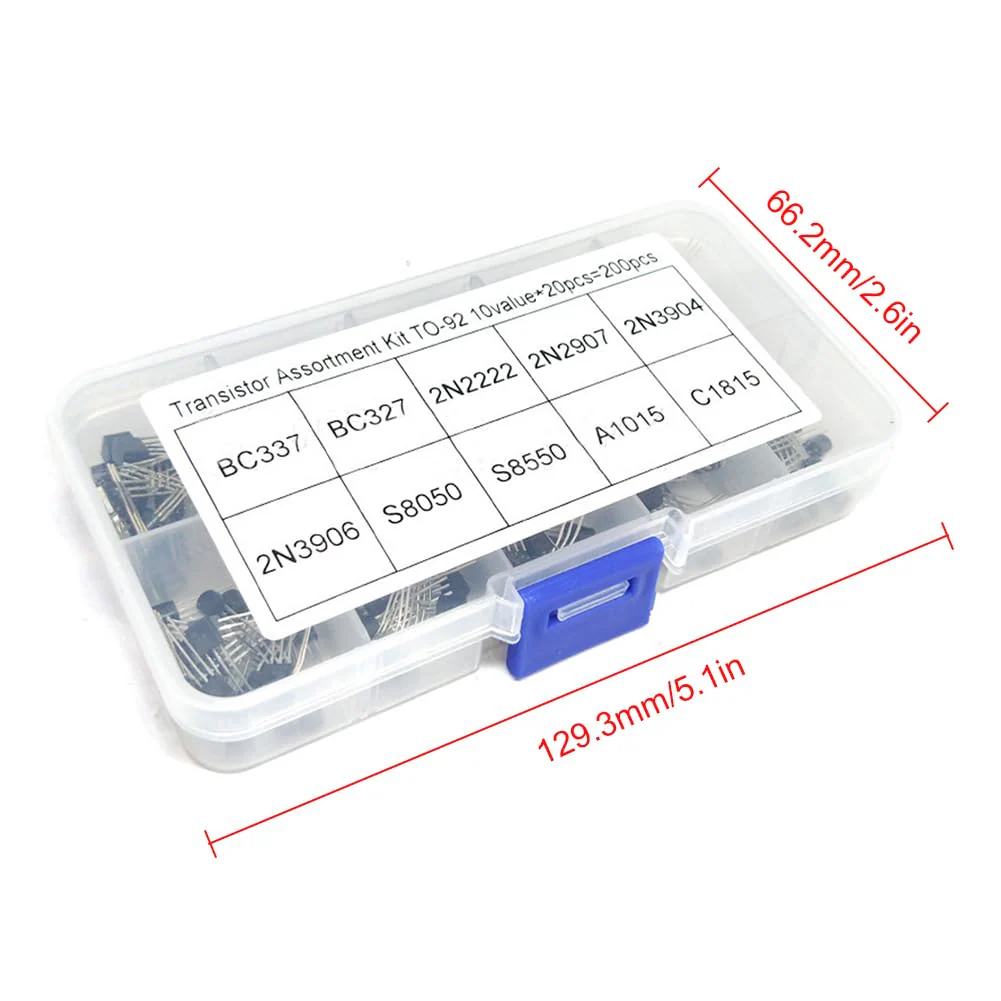 BJT Transistor Assortment Kit, Power Transistor Assortment Kit, Transistor Set, 200 Pieces, with Storage Box, BC337 BC327 2N2222 2N2907 2N3904 2N3906 S8050 S8550 A1015 C1815 - Image 5