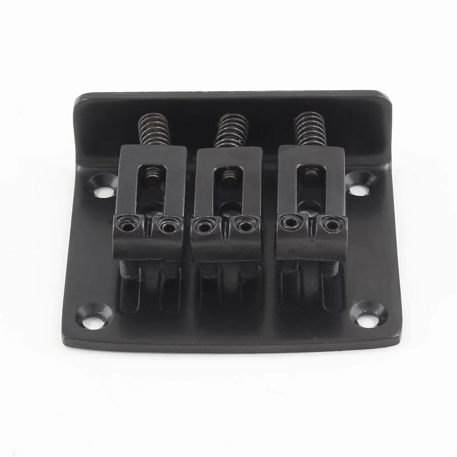 Black Adjustable 3 String Guitar Bridge, Metal Fixed Top Load Guitar Tailpiece Guitar Fixed Bridge Hardtail Saddle Bridge Guitar Parts for 3 String Guitar - Image 2