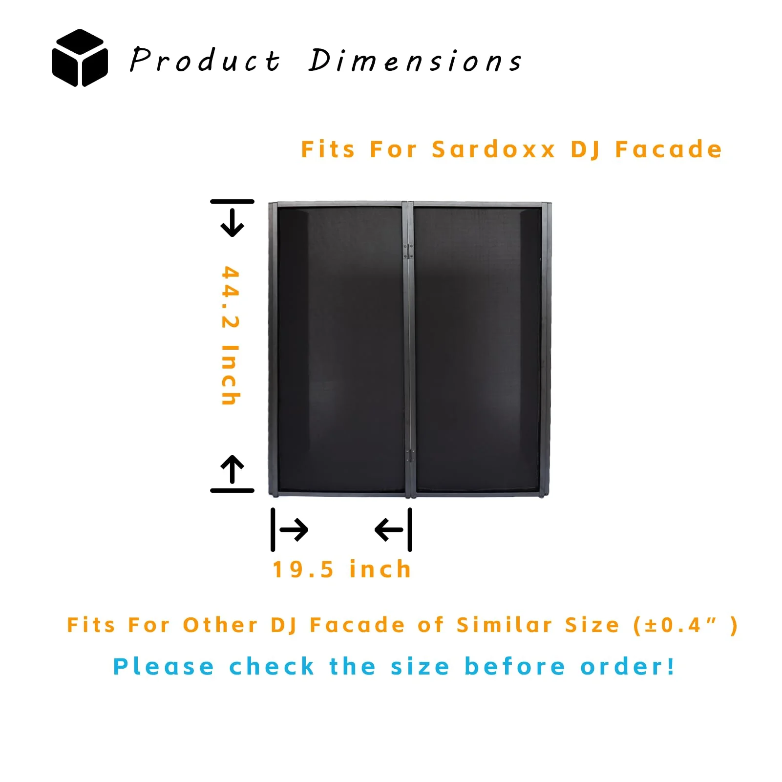 Black DJ Facade Scrim DJ Booth Scrim 19.5"x 44.2" w/Small Bag Black - Image 3