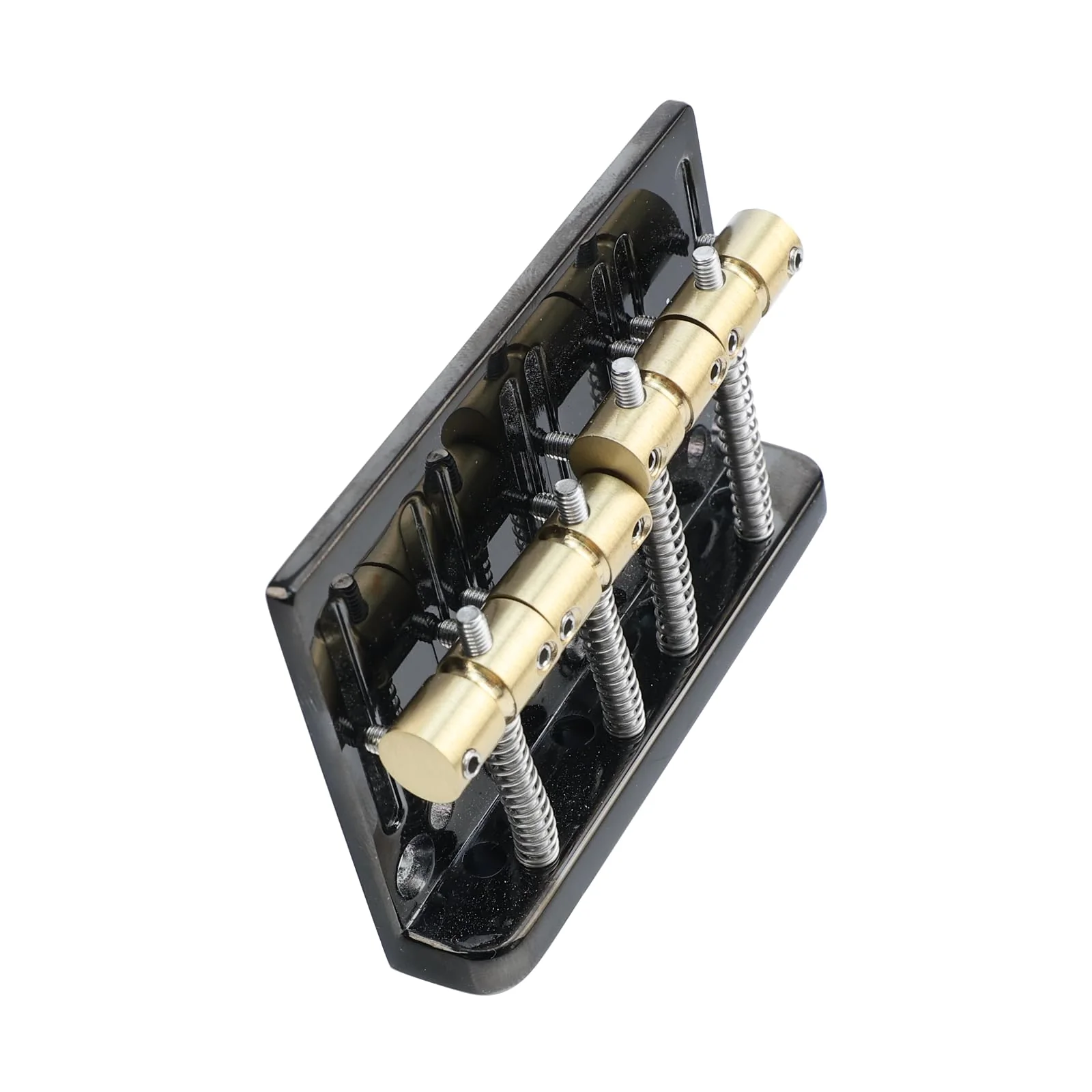 Black Electric Bass Guitar Bridge with Brass Saddles Zinc Alloy Plate 4 String Fixed Bridge Compatible with Fender Jazz Precision Bass Bridge Replacement Parts Black - Image 2