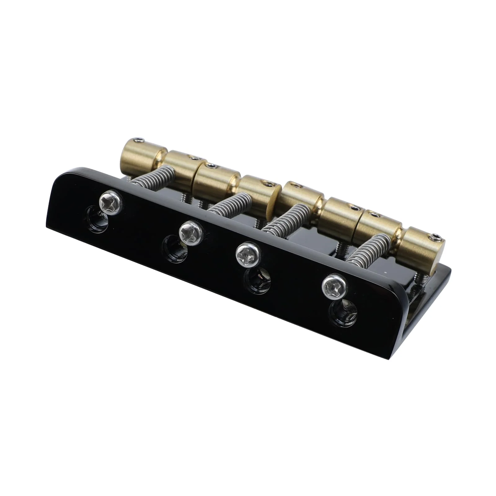 Black Electric Bass Guitar Bridge with Brass Saddles Zinc Alloy Plate 4 String Fixed Bridge Compatible with Fender Jazz Precision Bass Bridge Replacement Parts Black - Image 3
