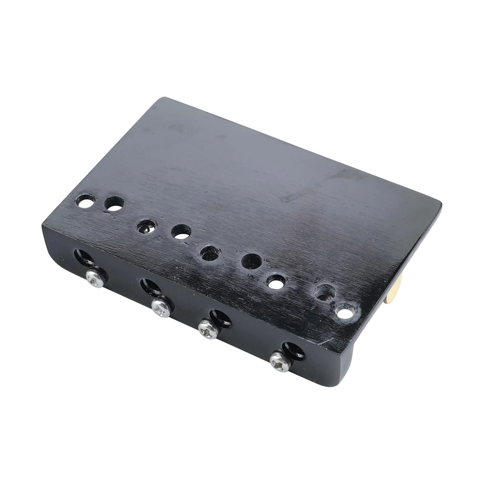 Black Electric Bass Guitar Bridge with Brass Saddles Zinc Alloy Plate 4 String Fixed Bridge Compatible with Fender Jazz Precision Bass Bridge Replacement Parts Black - Image 4