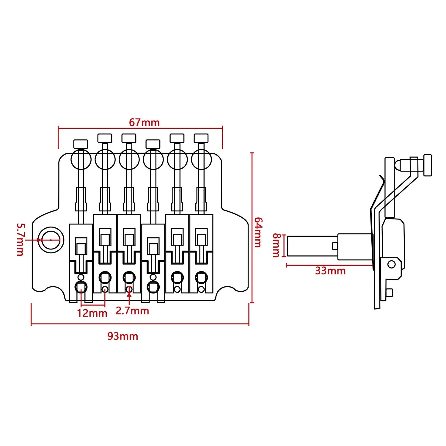 Black Electric Guitar Tremolo Bridge with Bar Double Strat Locking for Floyd Rose Type black - Image 3