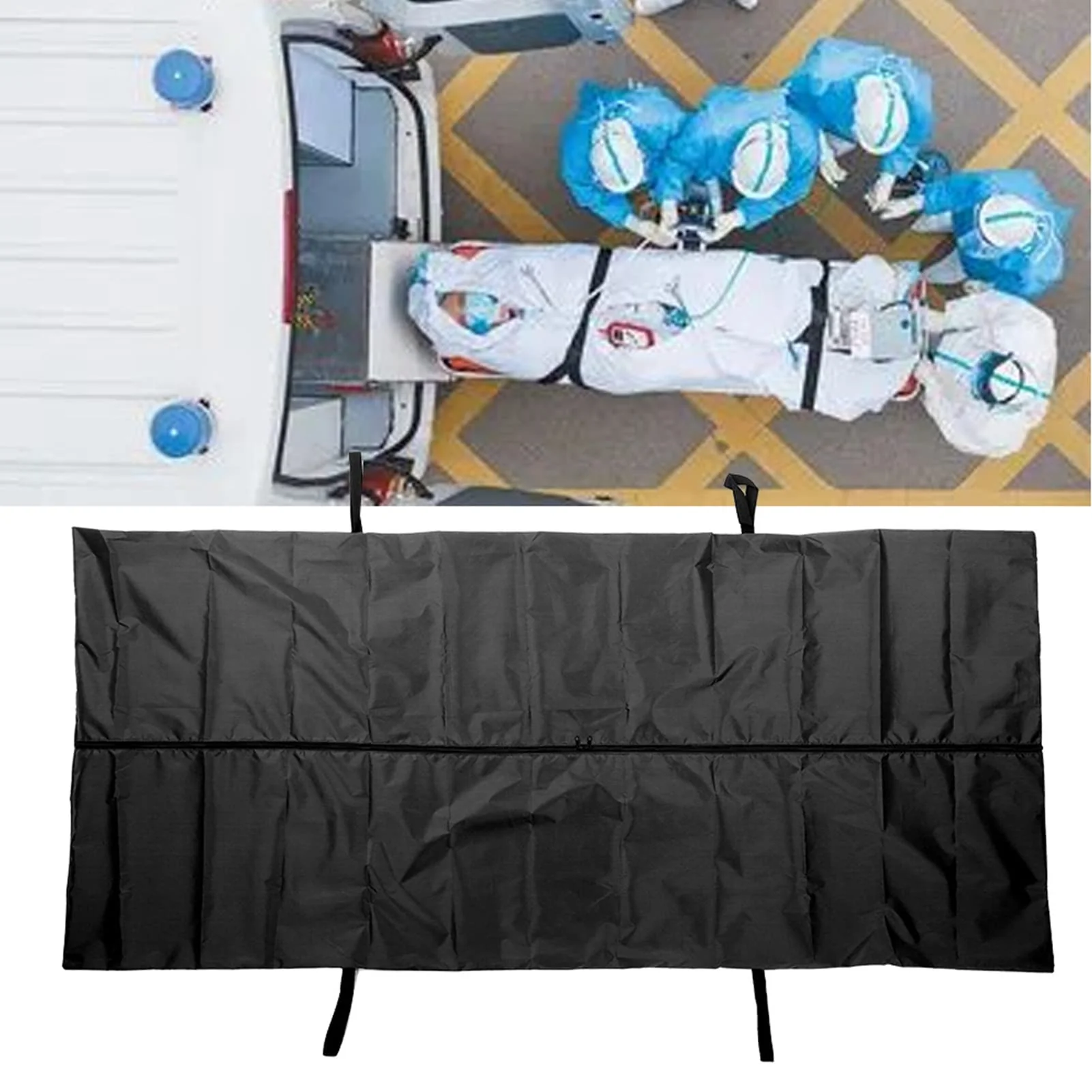 Black Emergency Carcass Body Bag - Oxford Fabric Material for Transport in Funeral Hospital (150 x 60 cm) 150*60CM - Image 5