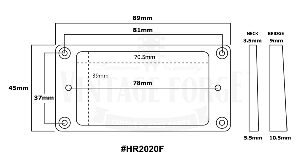 Black Flat Bottom Humbucker Pickup Mounting Ring Set (Bridge & Neck) compatible with Gibson Les Paul SG Guitars HR2020F-BLK Black - Image 3