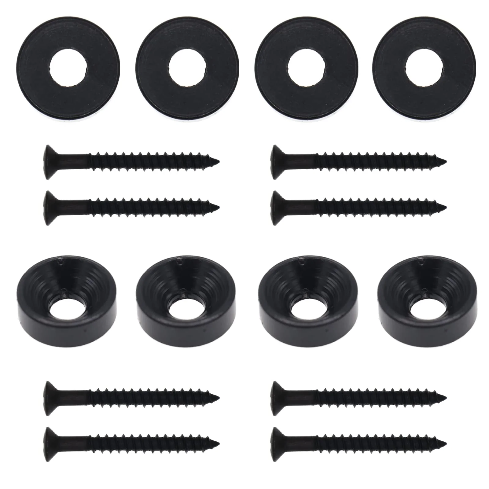 Black Guitar Neck Joint Bushings and Bolts, 8pcs Metal Guitar Neck Ferrules with Screws, Guitar Neck Replacement Parts Compatible with Electric Guitar or Bass black - Image 2