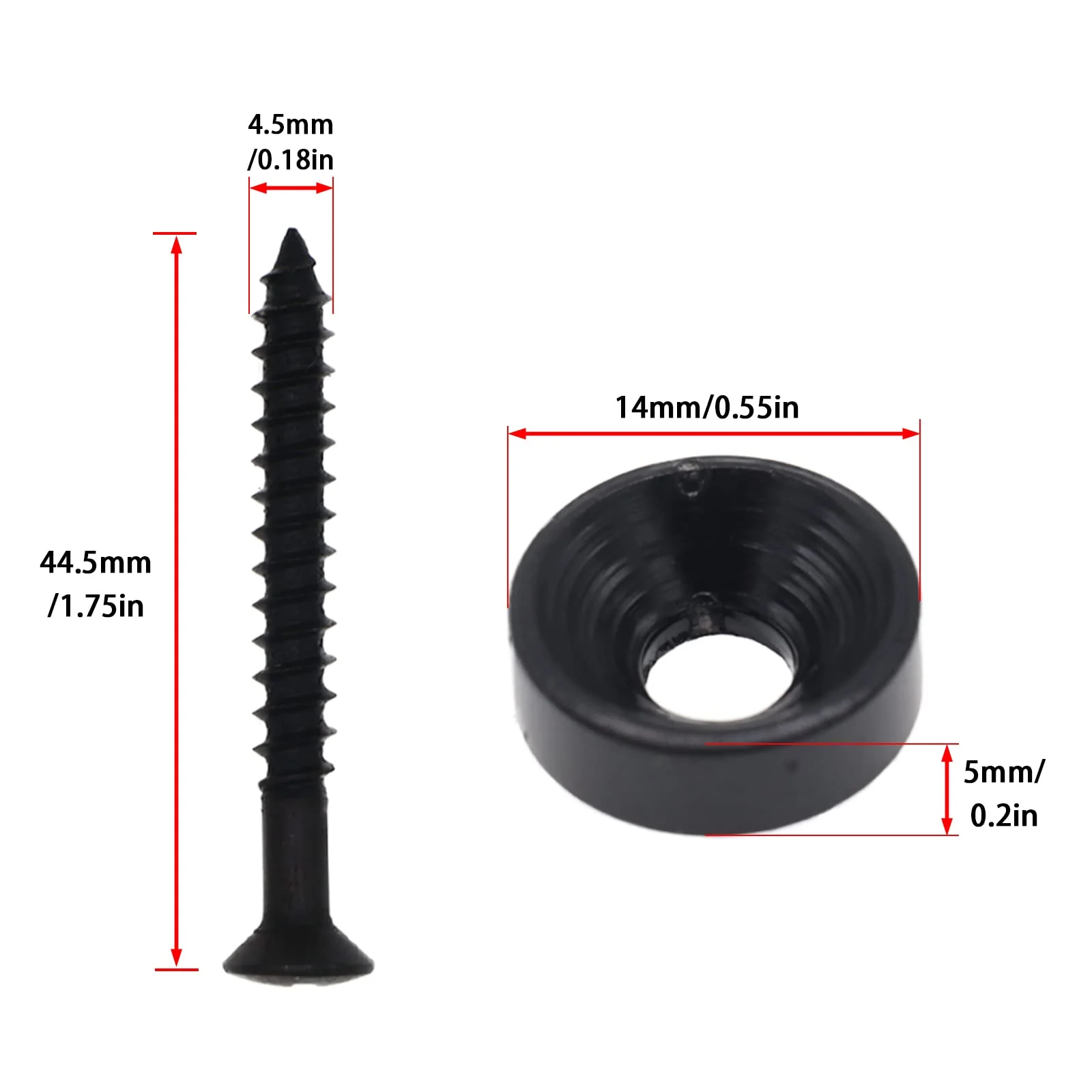 Black Guitar Neck Joint Bushings and Bolts, 8pcs Metal Guitar Neck Ferrules with Screws, Guitar Neck Replacement Parts Compatible with Electric Guitar or Bass black - Image 3