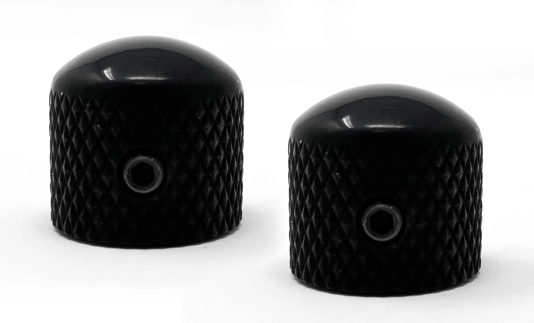 Black Metal Rounded Dome Knobs compatible with Fender Telecaster Guitar and Precision P-Bass (Set of 2) 1/4 Inch Solid Shaft RK60US-BLK Black - Image 2
