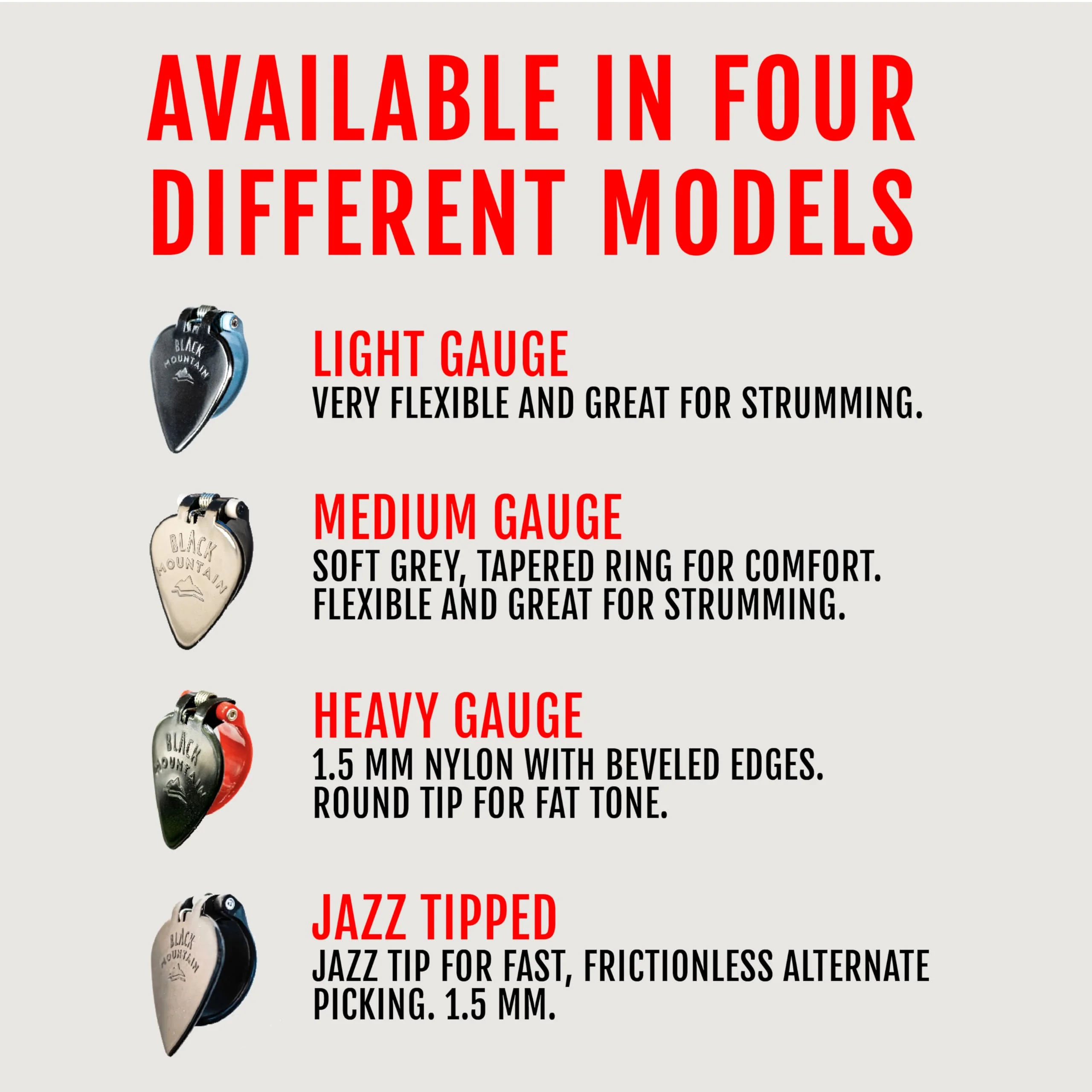 Black Mountain Heavy Gauge Thumb Picks for Acoustic Guitar, Electric Guitar, Ukulele, Banjo, and More - Spring Loaded Universal Fit for Medium to XL Thumbs - Premium Finger Picks 3 Pack Right Handed - Image 7