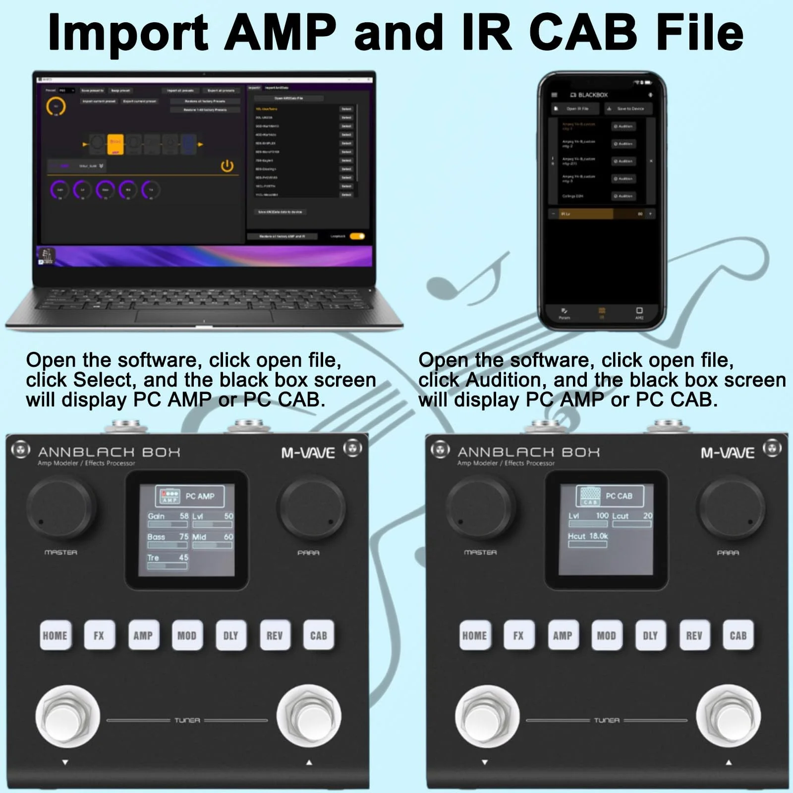 Black Pedal Box Portable Multi-Effects Guitar/Bass Amplifier Modeler with 6 Effects Modules, 80 Editable Presets & Rechargeable Battery - Image 5