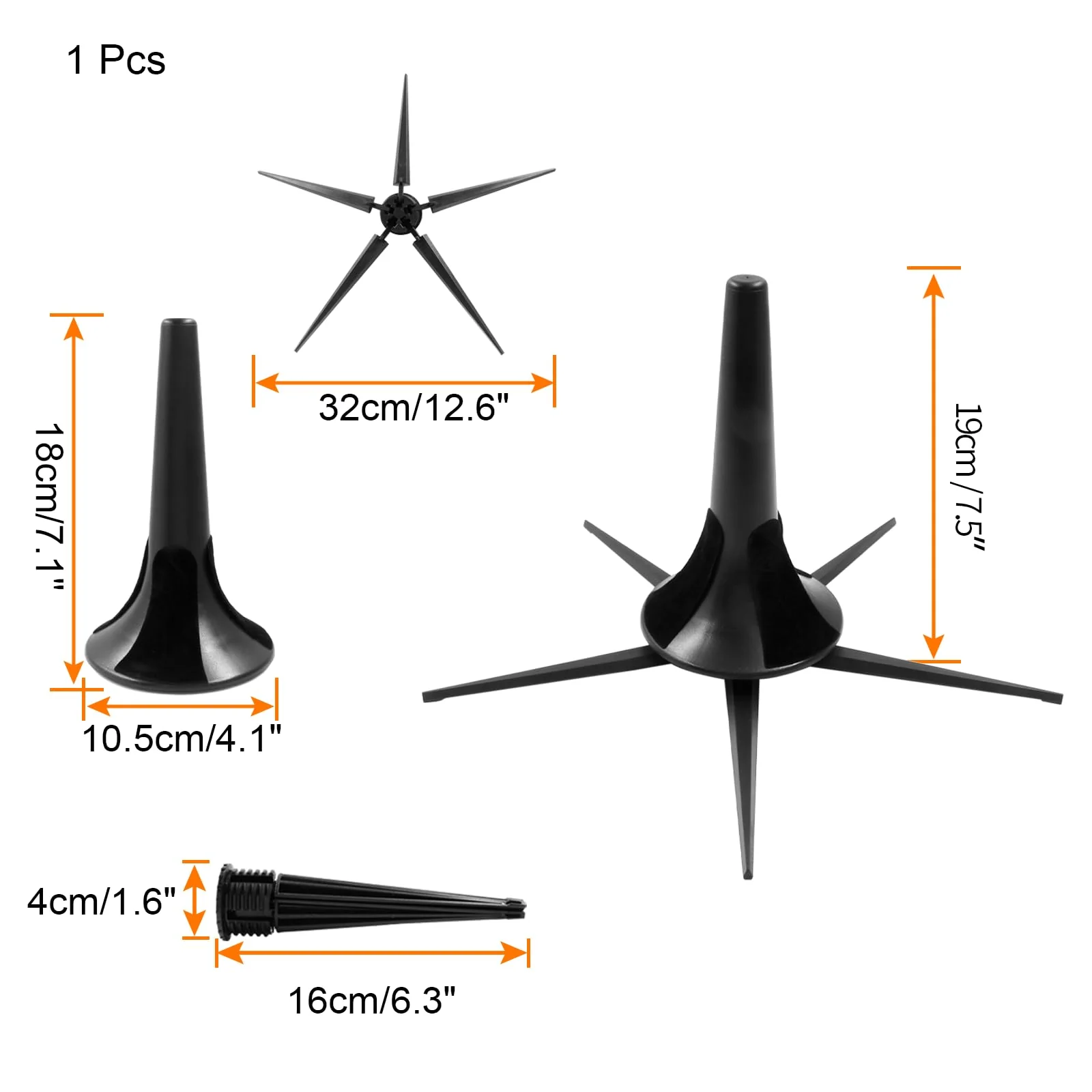 Black Portable Clarinet Stand Holder, Metal Clarinet Stand with 5 Legs Folding Base(1 Pcs) Five-legged Stand - Image 2