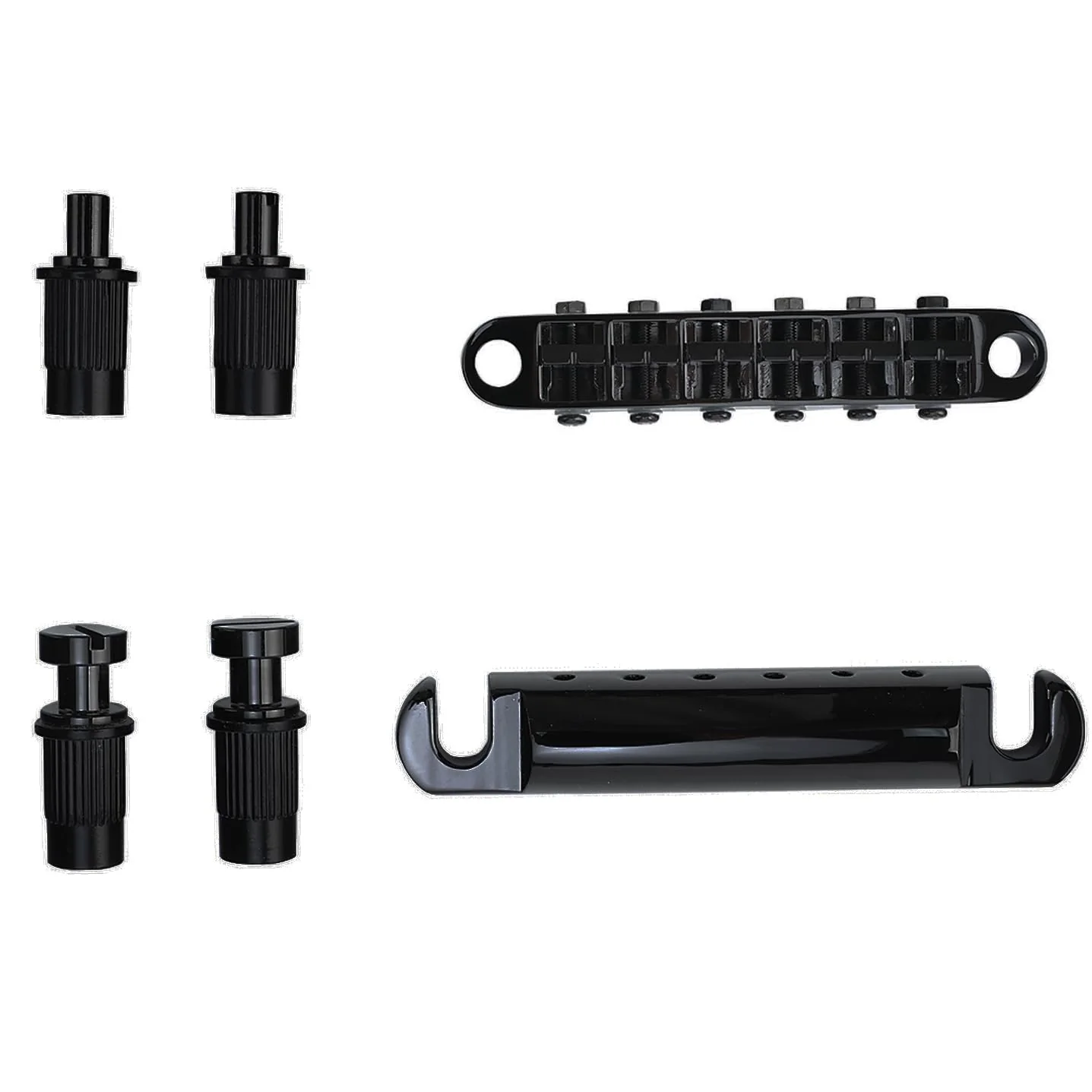Black Tune-O-Matic Guitar Bridge and Stop Bar Tailpiece Combo M8 Metric Thread 6 String Fixed Bridge Compatible with Les Paul LP SG Style Electric Guitar Replacement Parts Black - Image 2