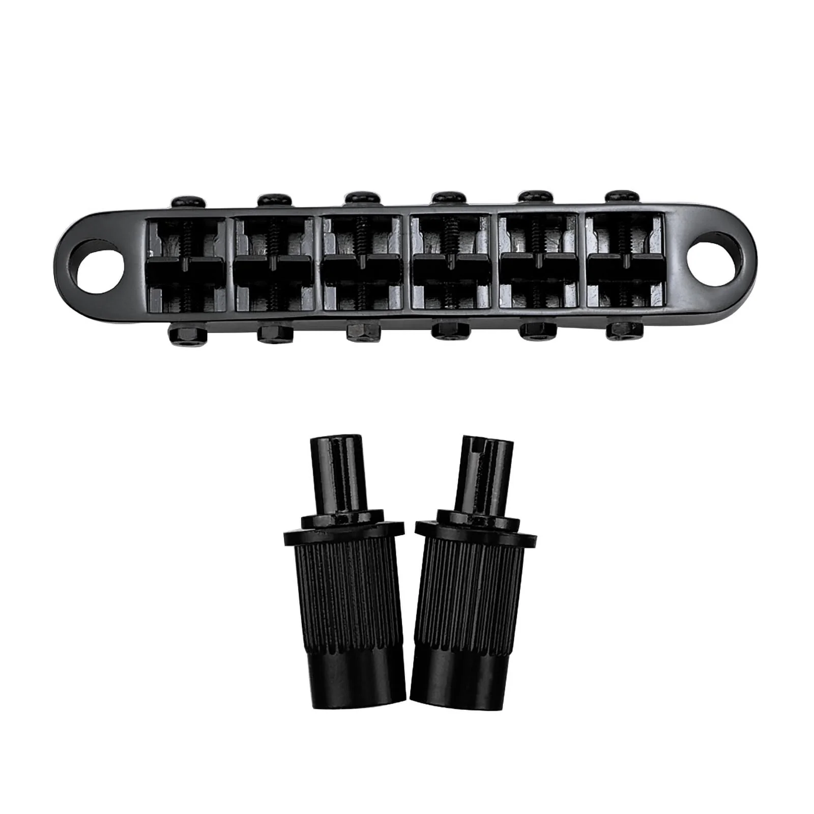 Black Tune-O-Matic Guitar Bridge and Stop Bar Tailpiece Combo M8 Metric Thread 6 String Fixed Bridge Compatible with Les Paul LP SG Style Electric Guitar Replacement Parts Black - Image 3