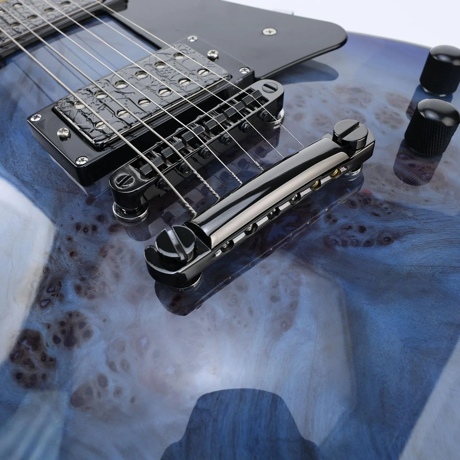 Black Tune-O-Matic Guitar Bridge and Stop Bar Tailpiece Combo M8 Metric Thread 6 String Fixed Bridge Compatible with Les Paul LP SG Style Electric Guitar Replacement Parts Black - Image 8