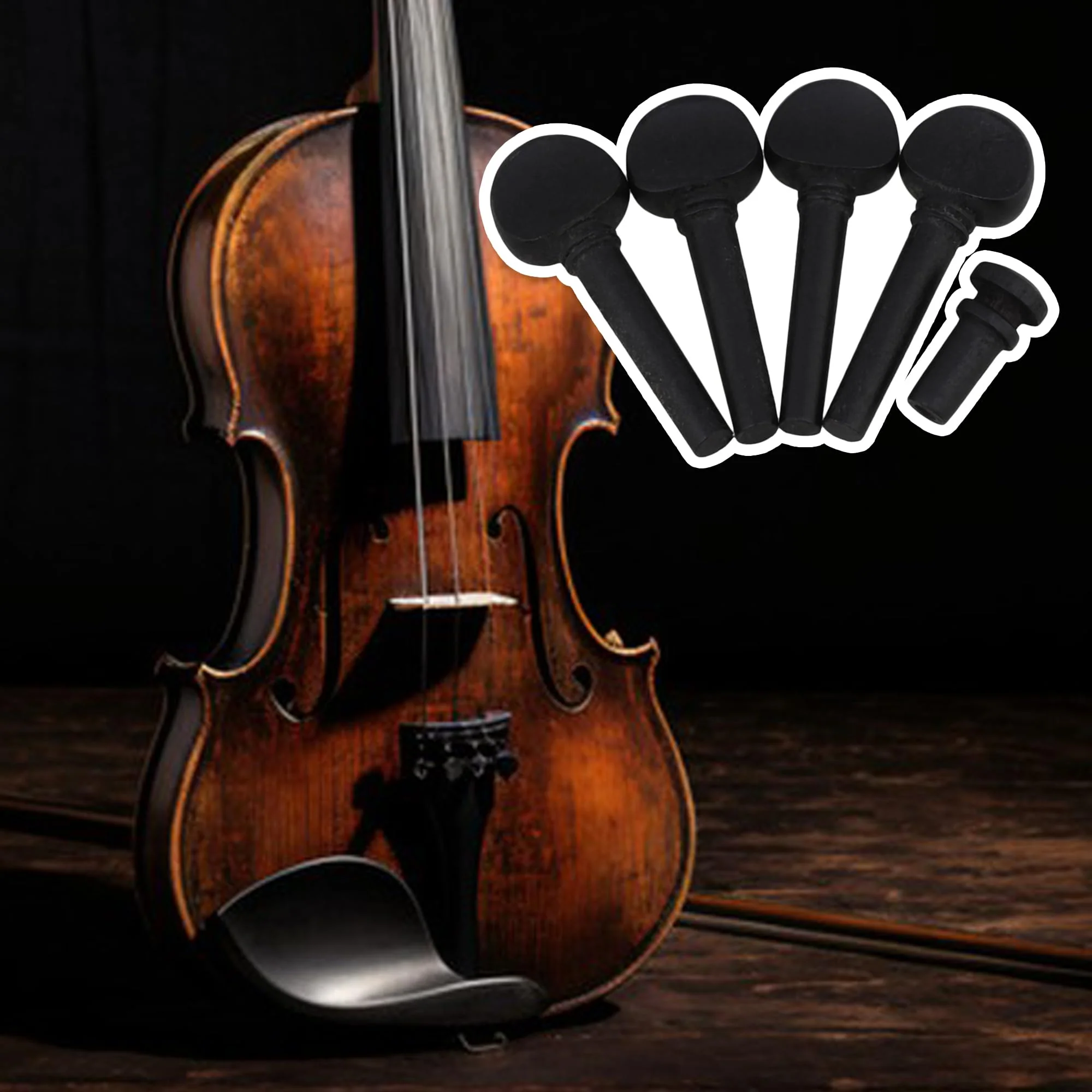 Black Wooden Tuning Pegs,Tuning Pegs with Endpin Replacement Parts for Violin String - Image 7