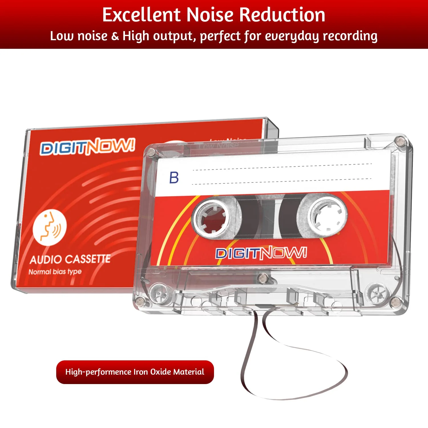 Blank Audio Cassette Tape - 90 Minutes Recording Time - Low Noise and High Output - Dictation, MP3 Recording to Blank Tape - Pack of 5 - Image 4