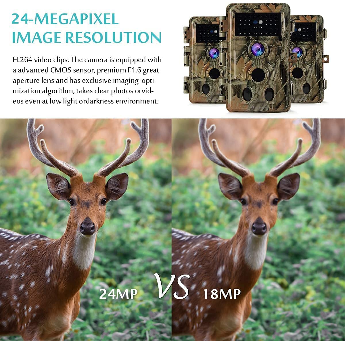 BLAZEVIDEO 32MP 1296P Game & Trail Camera 90ft Night Vision Motion Activated Waterproof Farm & Ranch Field Camera for Outdoor Deer Hunting Tracking & Backyard Surveillance Red-1 - Image 4