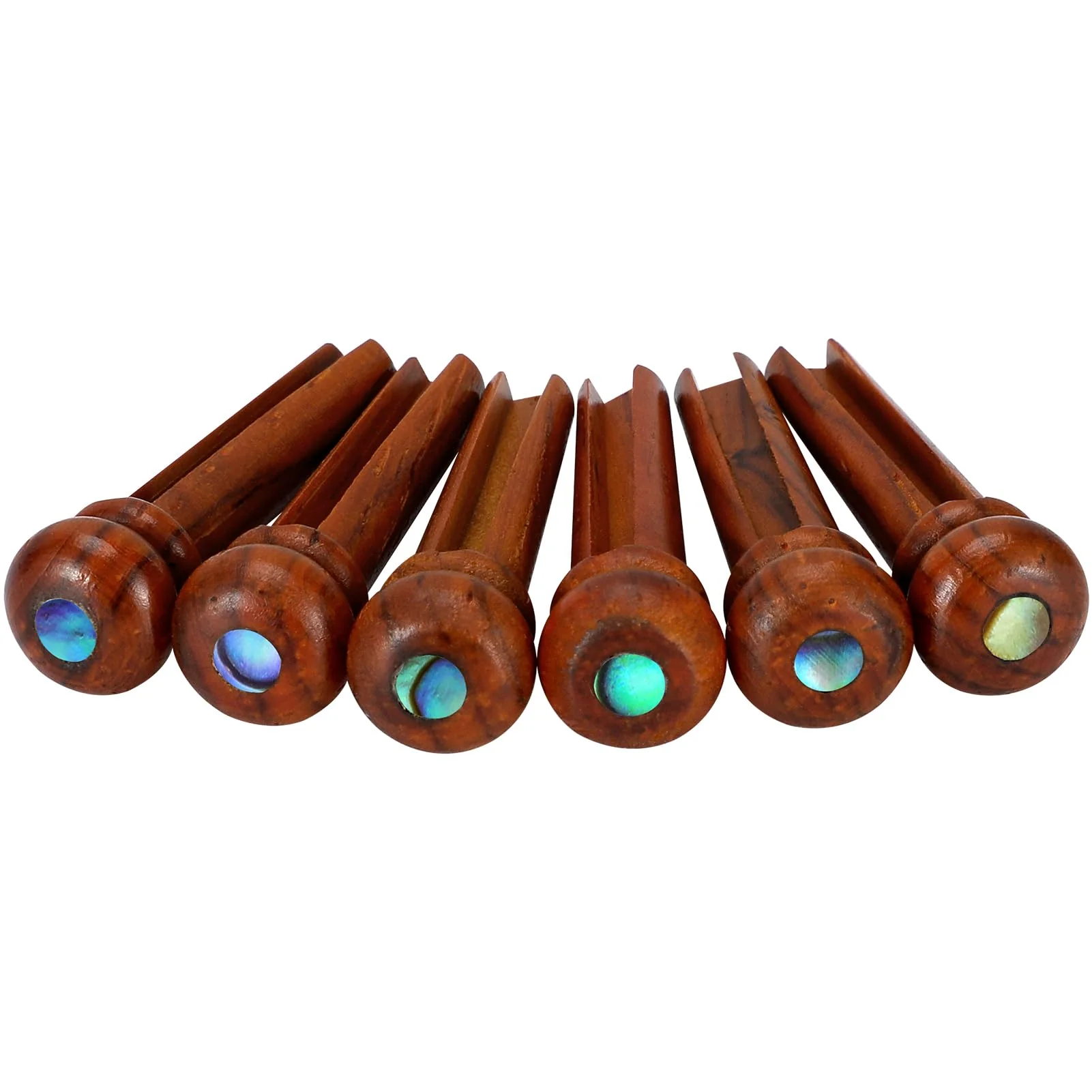 Blisstime 6pcs Rosewood Guitar Bridge Pins Inlaid Abalone Dot Acoustic Guitar Replacement Parts (yellow brown) yellow brown - Image 3
