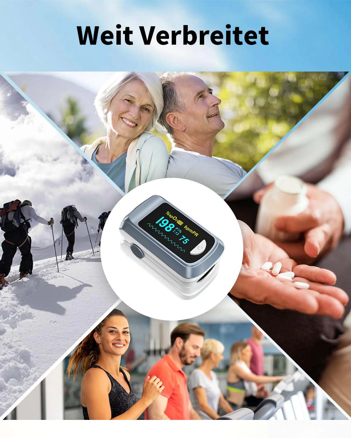 Blood Oxygen Saturation Monitor, Heart Rate Monitor and Fast Spo2 Oxygen Monitor with LED Screen, Batteries Included gray - Image 8