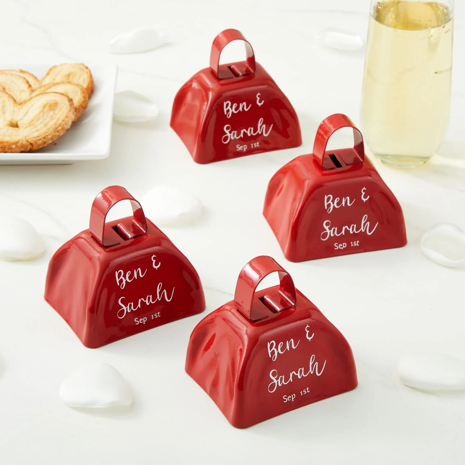 BLUE PANDA Cow Bells for Sporting Events - 3-Inch Red Iron Handheld - Pack of 12 Mini Cowbell Noisemakers - Celebration Cheering Noise Makers - Image 3