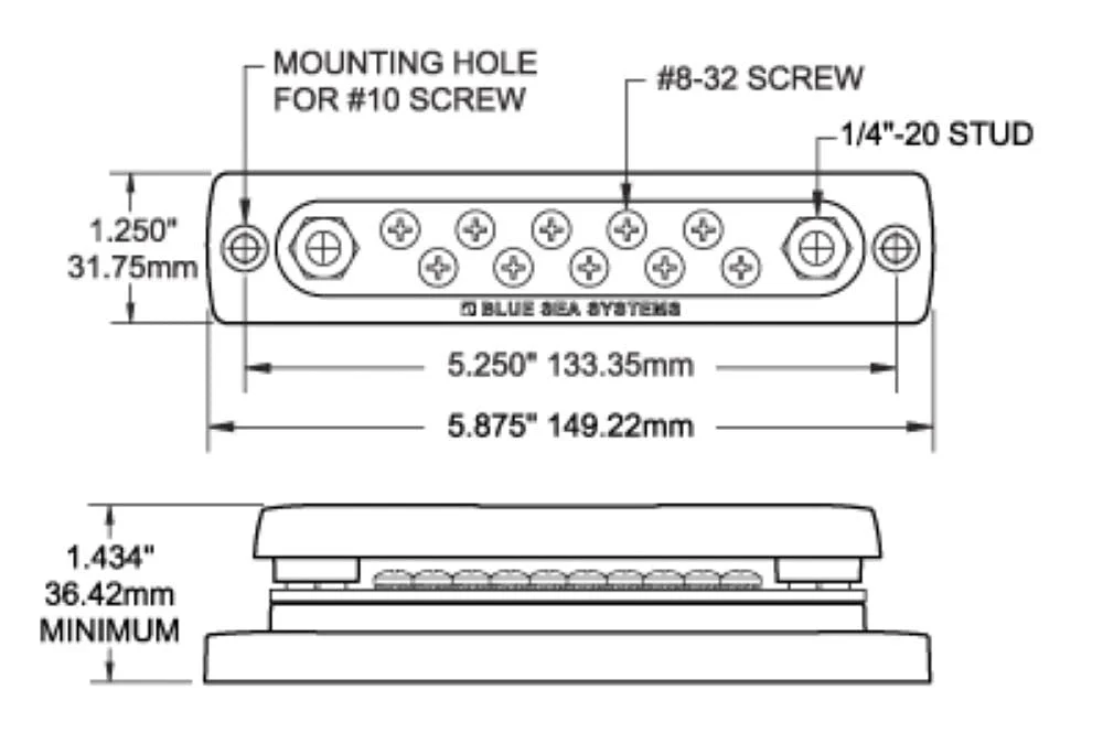 Blue Sea Systems 100 Amp Mini BusBar 150a - 10 Screw With Cover - Image 4