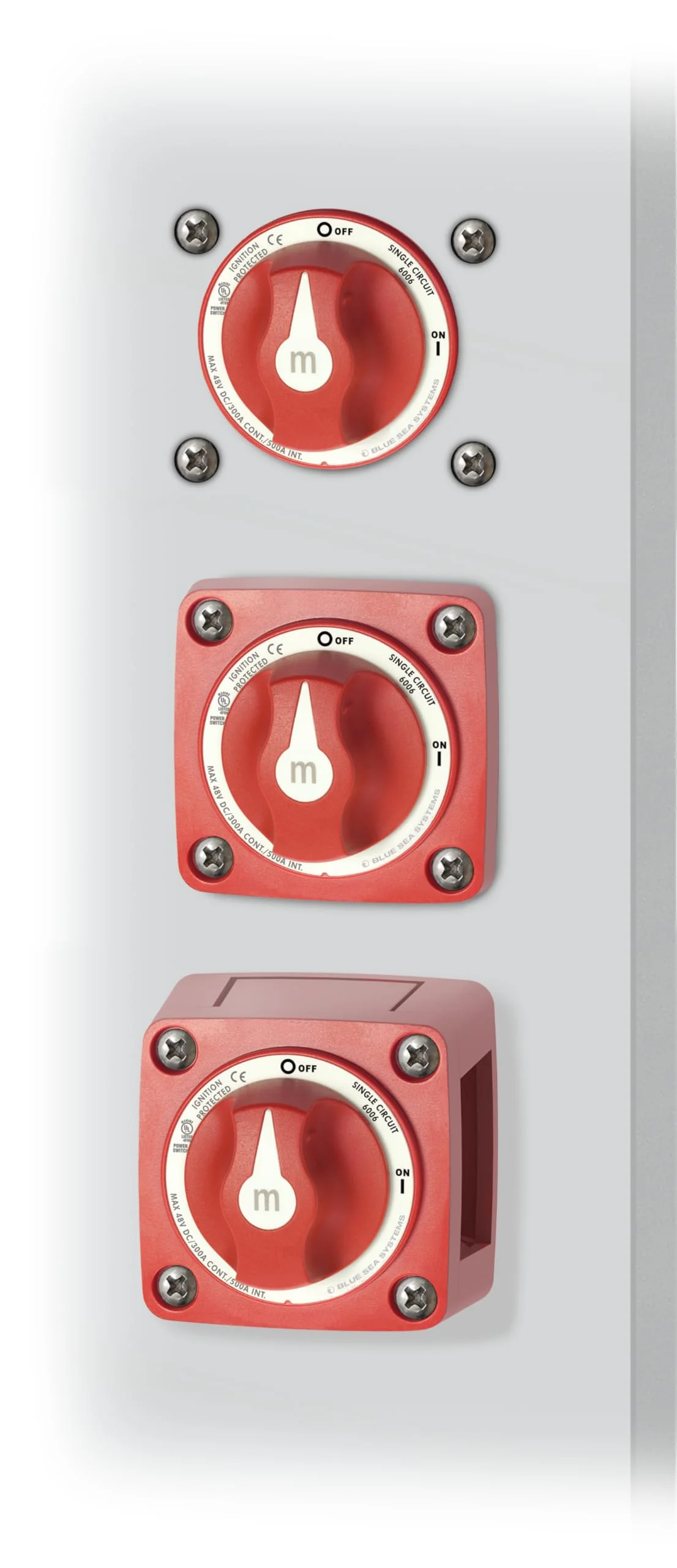 Blue Sea Systems On/Off Battery Isolator Switch With Locking Key, Red, 6006 m‑Series One size On-Off w/Knob - Image 4