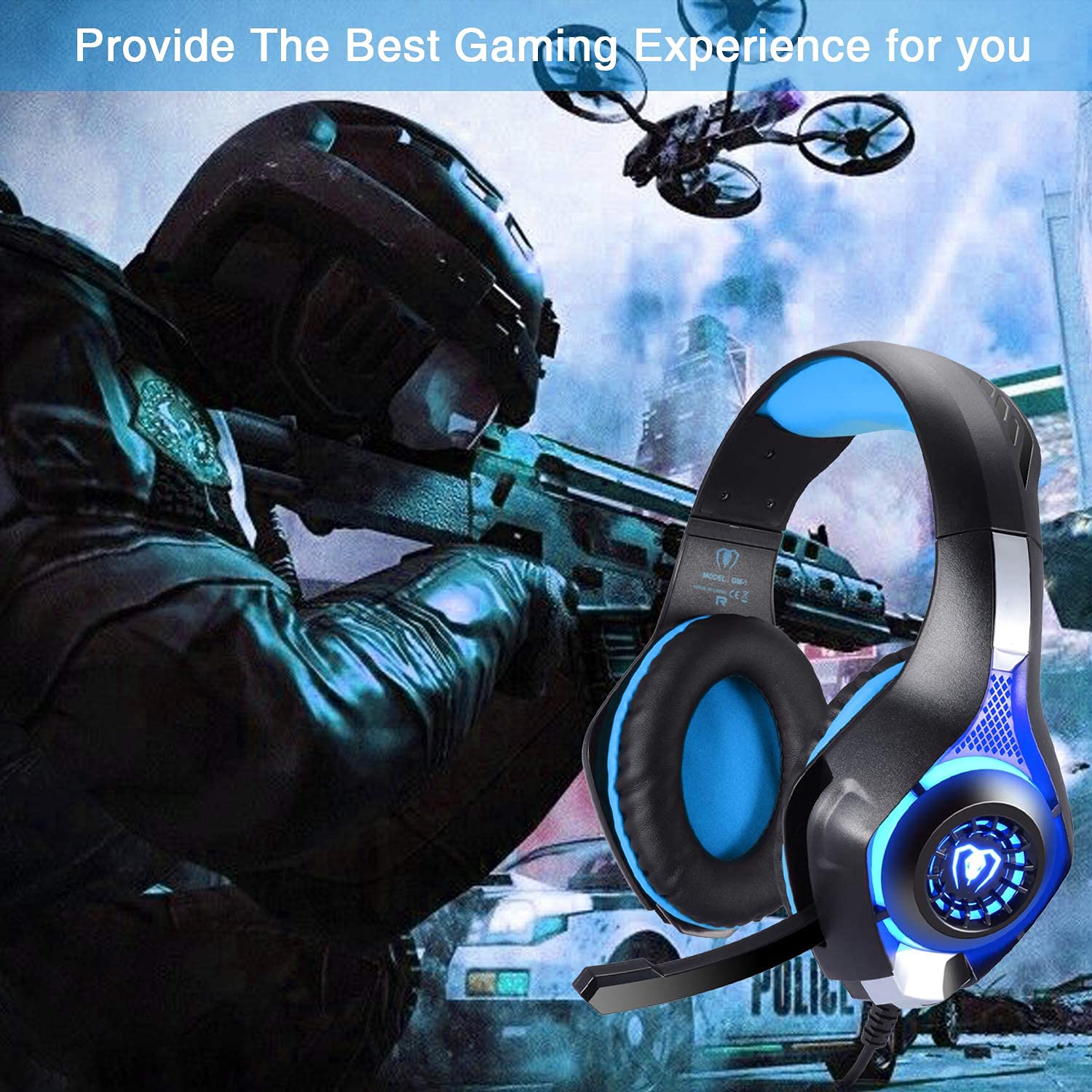 BlueFire Stereo Gaming Headset with Microphone for PS5 PS4 Xbox One Switch PC Mac – Wired Over-Ear Headphones with Surround Sound, Soft Memory Foam, Noise Canceling Mic, Light, 3.5mm Jack (Blue) Blue - Image 7