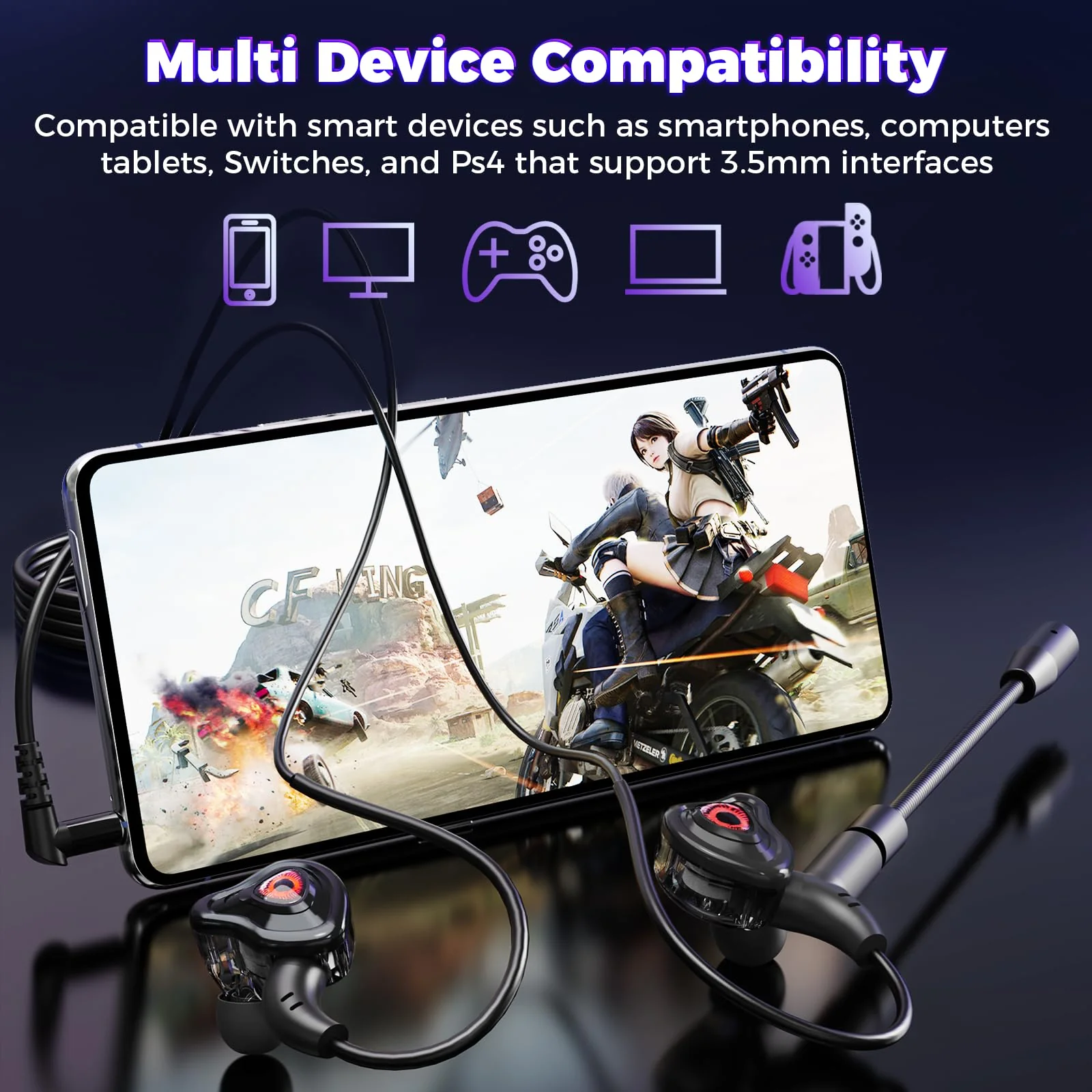 BlueFire Wired Gaming Earbuds with Microphone, Deep Bass in-Ear Monitors Earphones, HiFi Noise Cancelling Headphones for Music Gaming Video Calling - Image 5