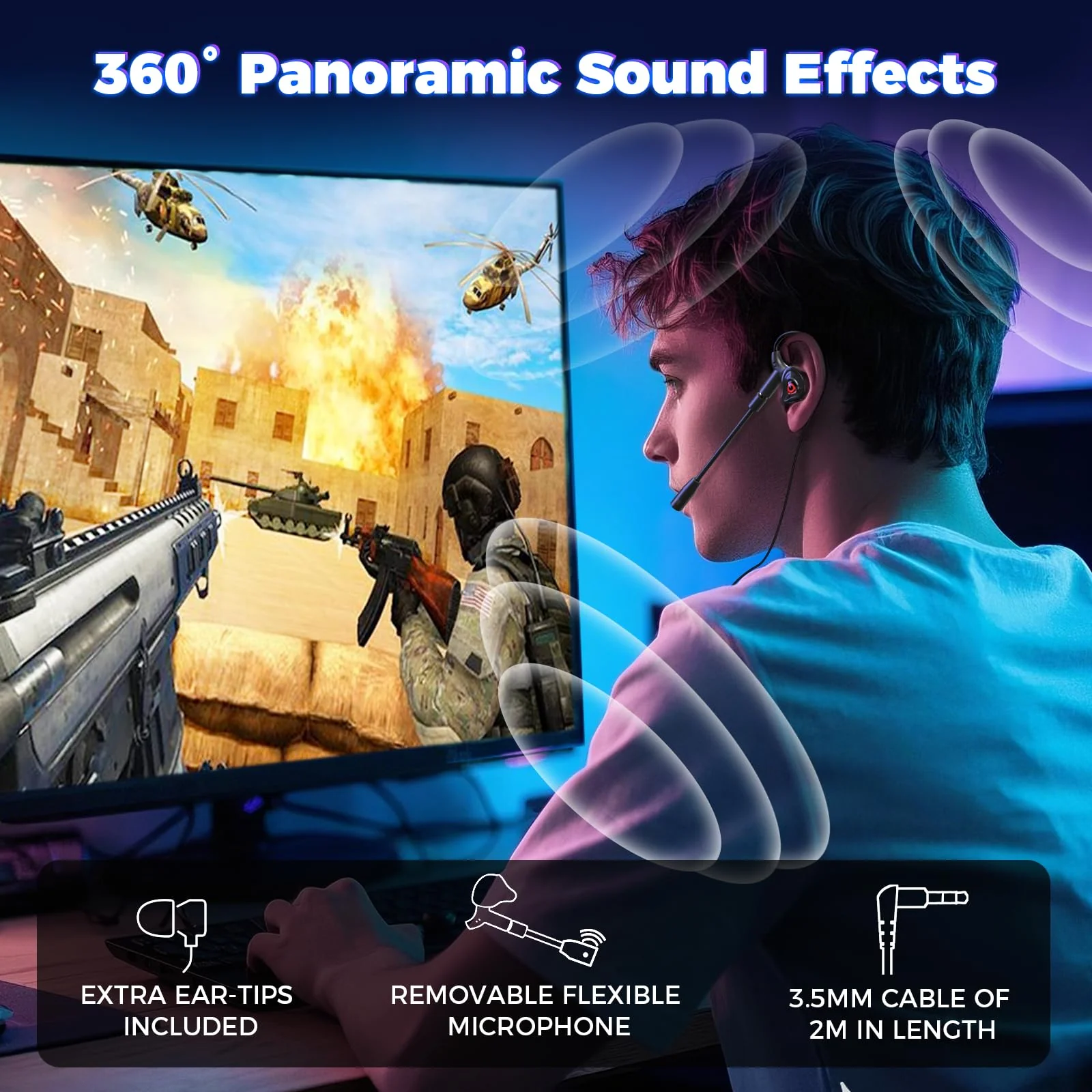 BlueFire Wired Gaming Earbuds with Microphone, Deep Bass in-Ear Monitors Earphones, HiFi Noise Cancelling Headphones for Music Gaming Video Calling - Image 6