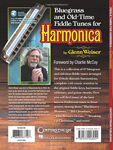 Bluegrass and Old-Time Fiddle Tunes for Harmonica Songbook by Glenn Weiser | 67 Traditional Tunes for 10-Hole Diatonic Harmonica with Standard Notation, Harmonica Tablature, Guitar Chords & Audio - Image 2