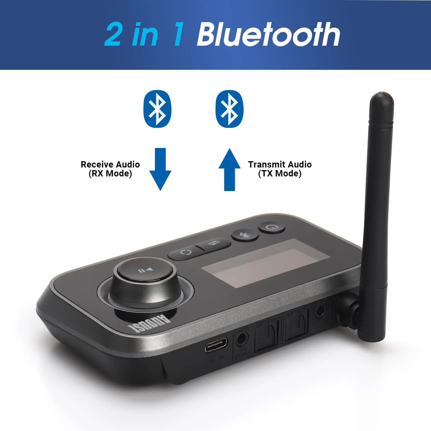 Bluetooth 5.0 Audio Transmitter Receiver Dual Connection for TV Headphones and HiFi Speakers - August MR280 - Multipoint, Low Latency, Stereo, Volume Control, Optical RCA Jack 3.5mm Mains Powered USB - Image 4