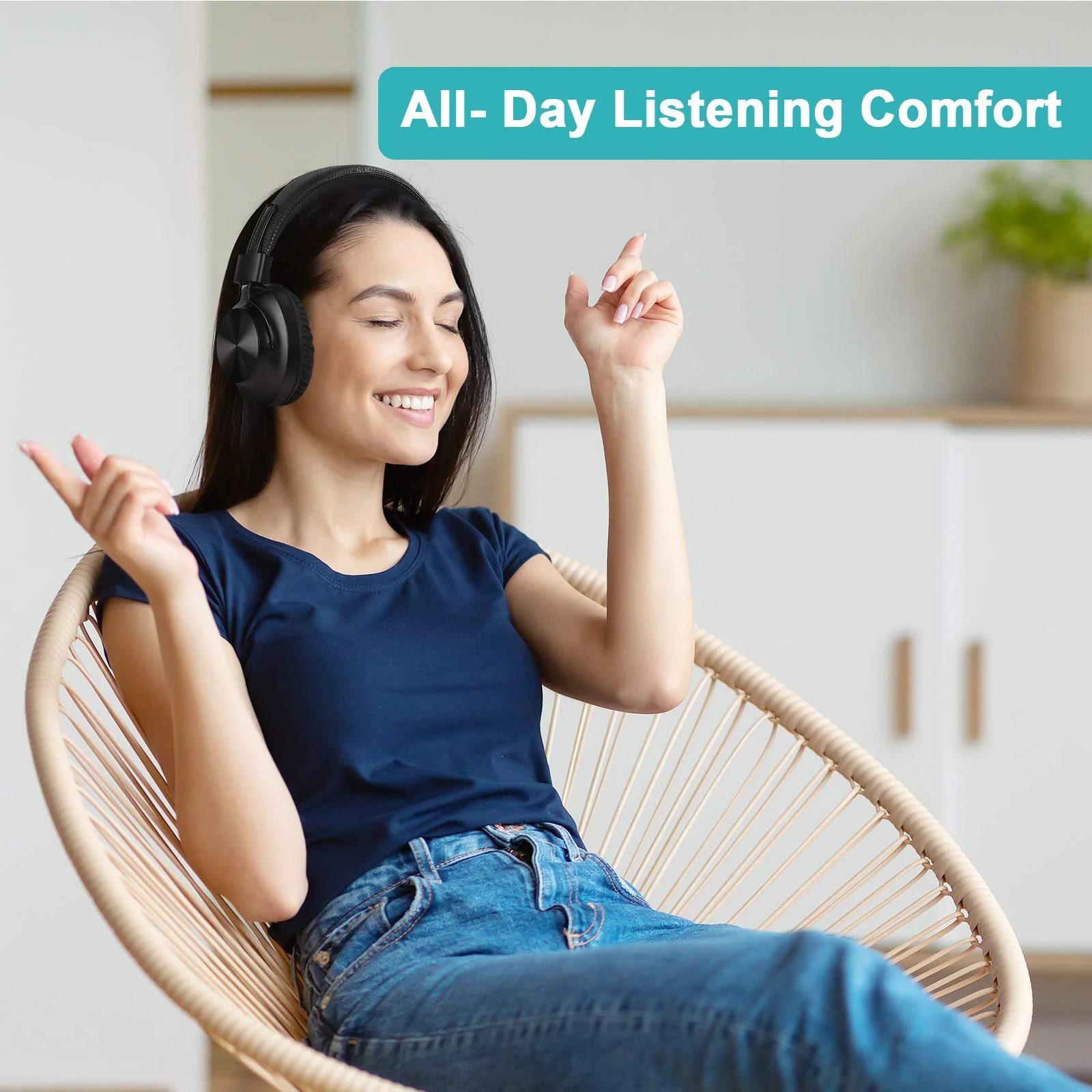 Bluetooth 5.0 Over- Ear Wireless Headphones 30 Hours Battery, FM Radio, MP3 Player, Micro SD/TF with 40mm Deep Bass Drivers, Premium Microphone Built-in Headset, Foldable, Comfortable, Mowing - Image 6