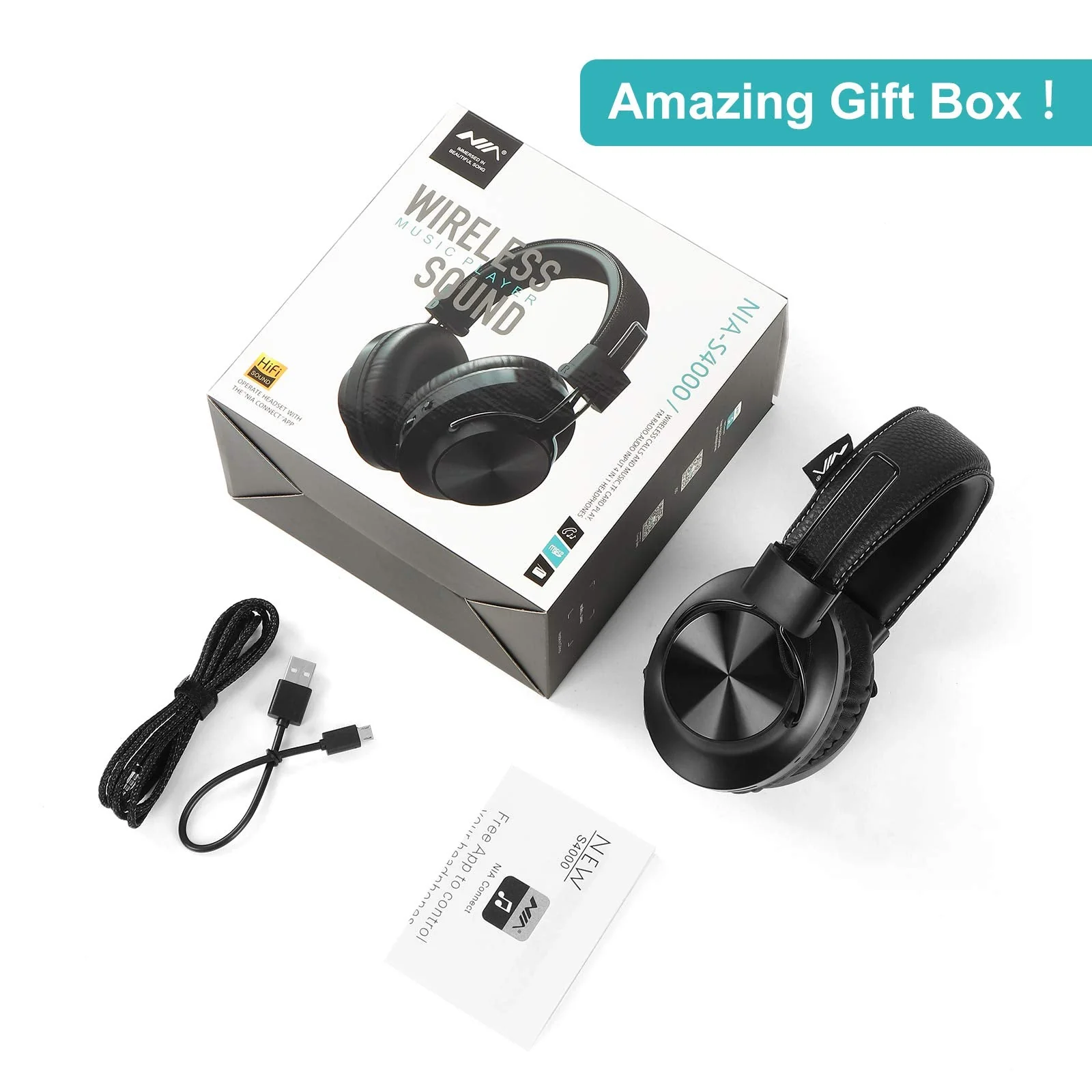 Bluetooth 5.0 Over- Ear Wireless Headphones 30 Hours Battery, FM Radio, MP3 Player, Micro SD/TF with 40mm Deep Bass Drivers, Premium Microphone Built-in Headset, Foldable, Comfortable, Mowing - Image 7