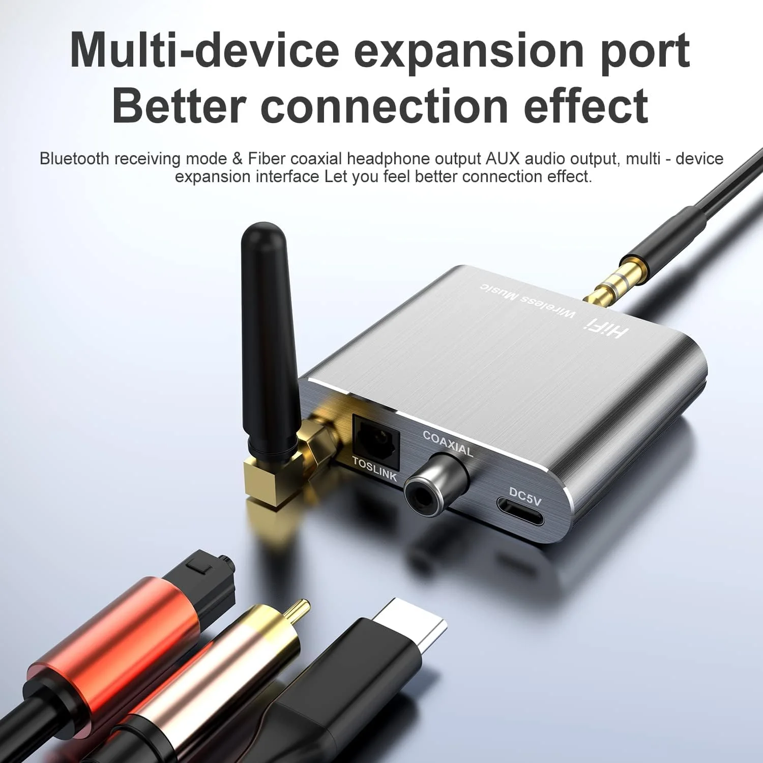 Bluetooth 5.2 Receiver Adapter for Old Home Stereo Receiver Speakers, Wireless Audio Transmitter Receiver for Headphones, Support Aux, Coxial and Optical Outputs - Image 3