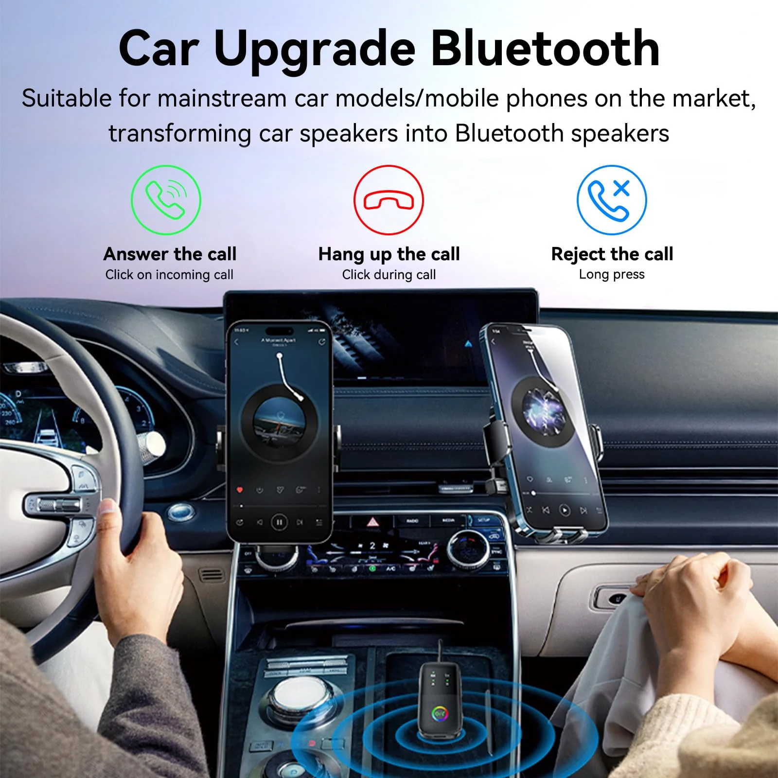 Bluetooth 5.2 Transmitter Receiver aptX Adaptive/Low Latency/HD Bluetooth Adapter Support 2 AirPods Phones, Wireless Audio Receiver 3.5mm Aux Headphone Jack Adapter for Airplane Travel/TV/Home Stereo A5-PRO - Image 5