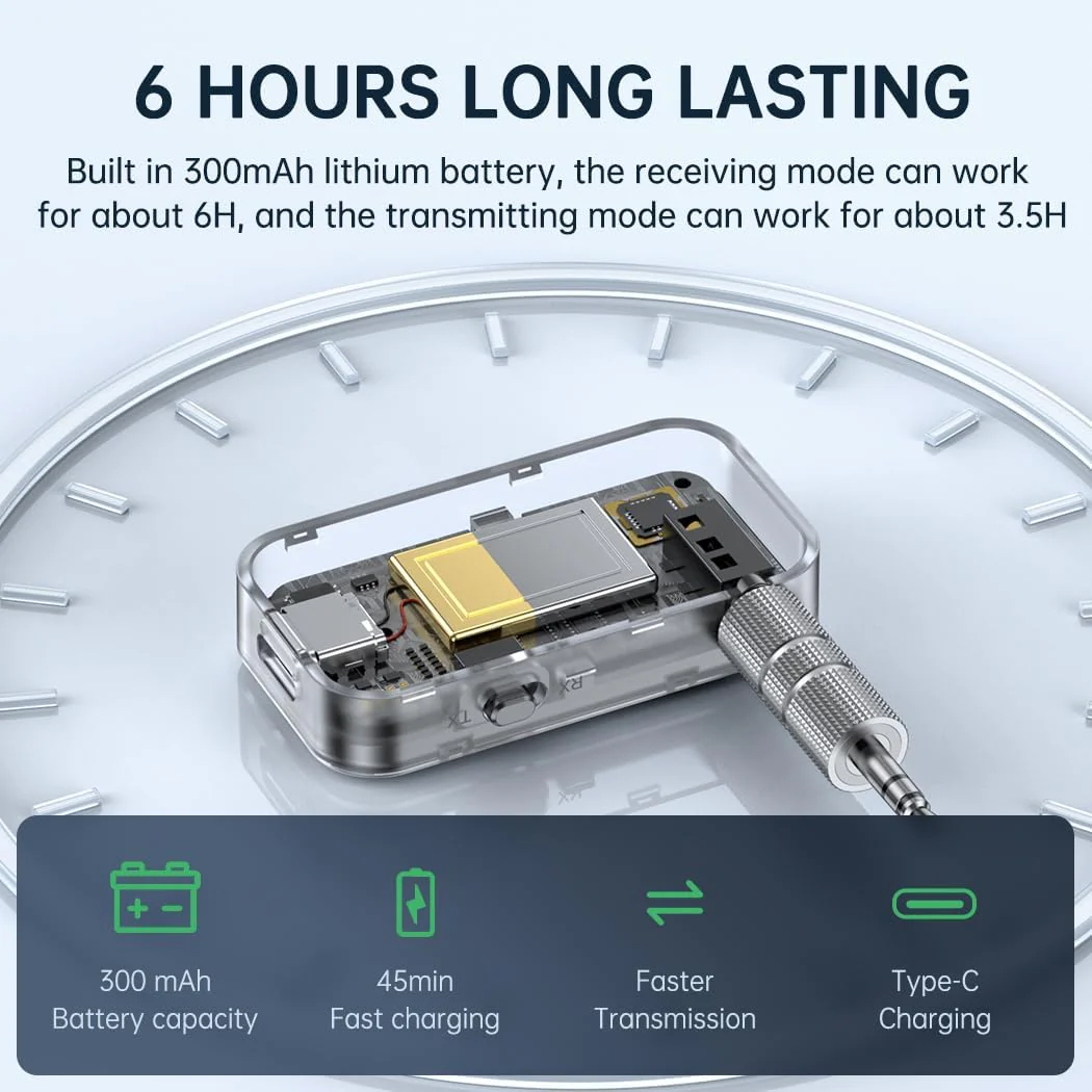 Bluetooth 5.3 Adapter 3.5mm Jack Aux Dongle, 2-in-1 Bluetooth Transmitter Receiver for Car Audio/Home Stereo/Headphones/Speaker/Projector T-67 - Image 5