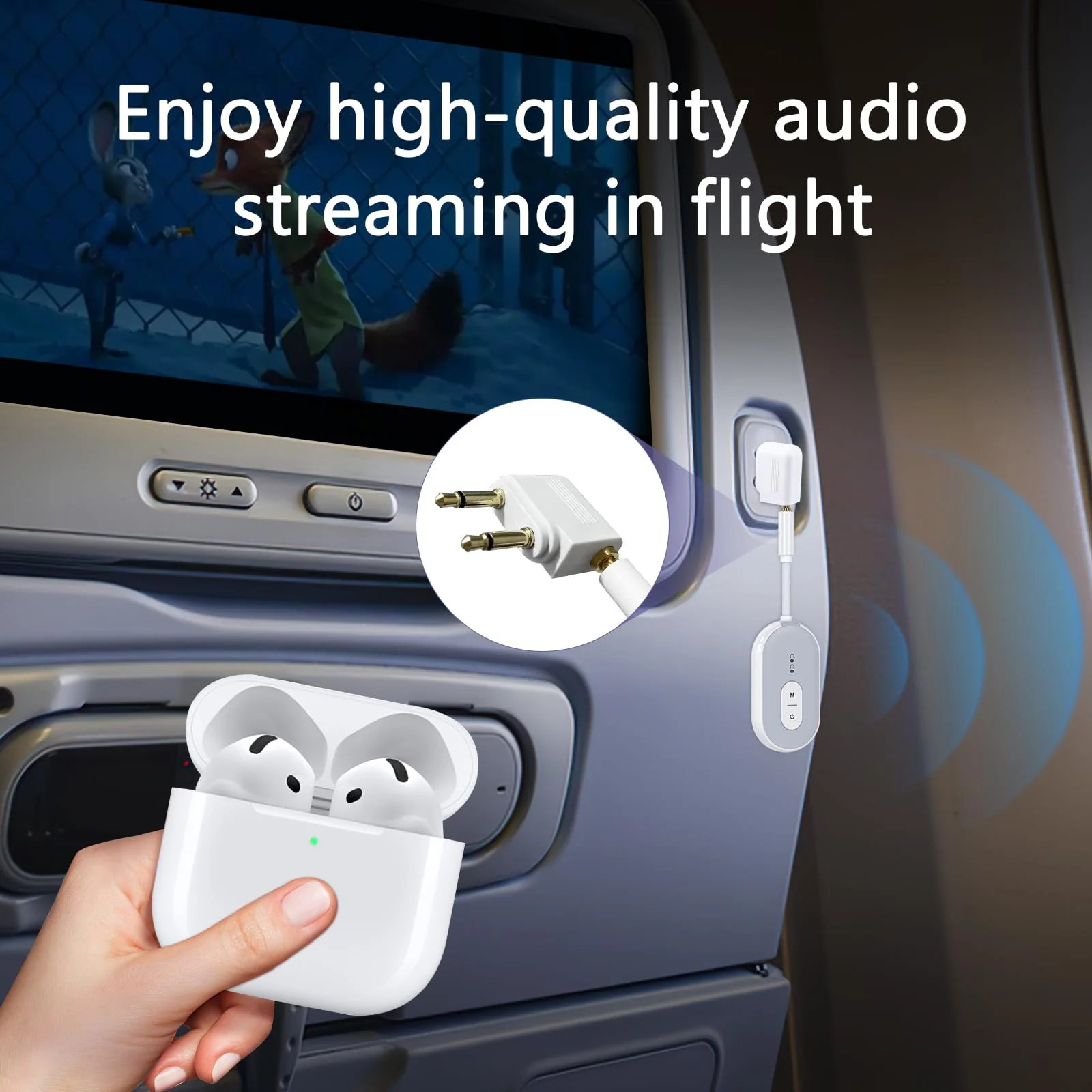 Bluetooth 5.3 Adapter for Airplane, Bluetooth Transmitter Receiver for 2 AirPods or BT Devices, Low Latency, Audio Adpater with 3.5mm Jack & RCA Cable for TV PC Gym Switch Car/Home Stereo - Image 2