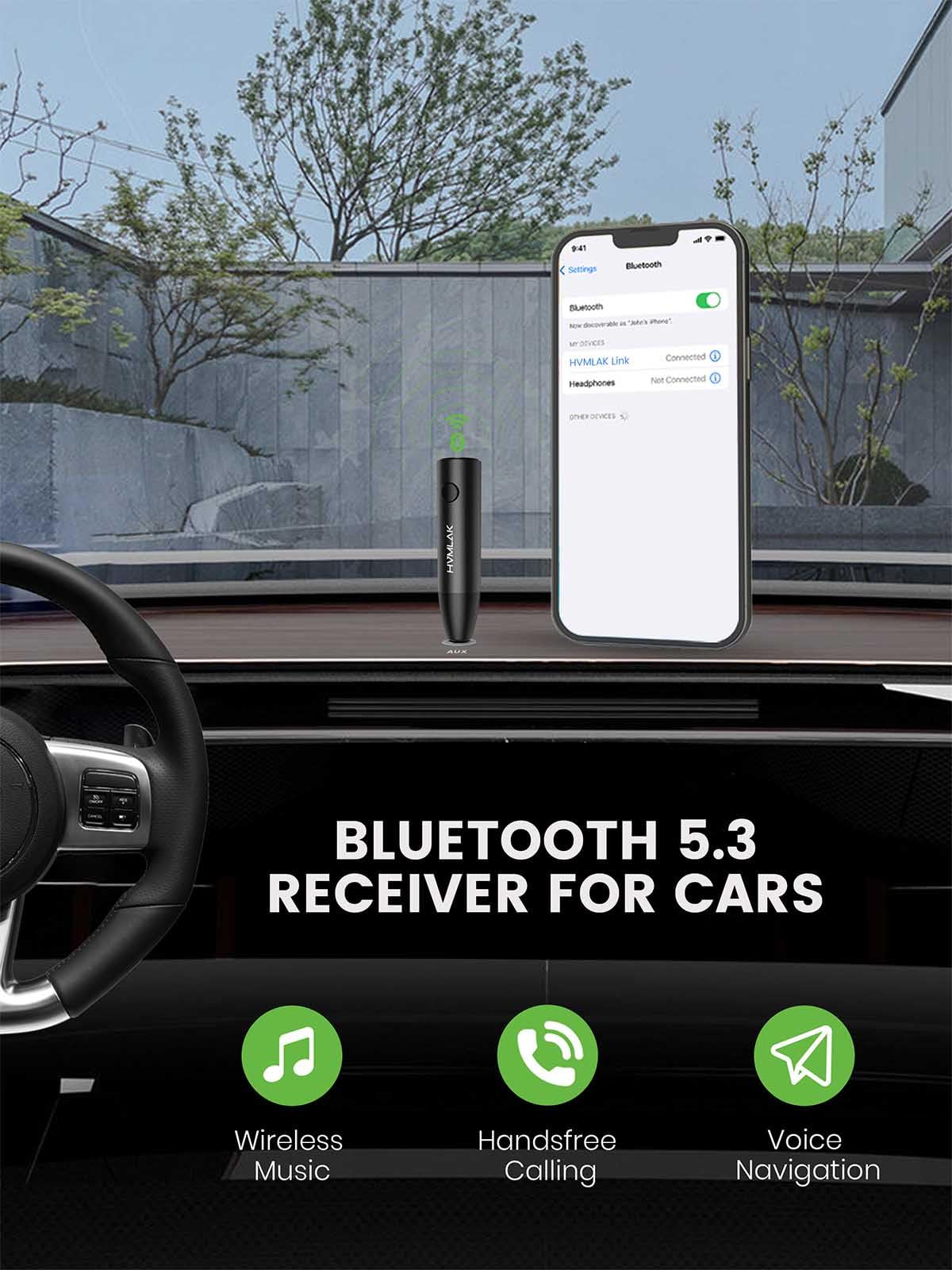 Bluetooth 5.3 Car Aux Adapter with Enhanced Microphone, 3.5mm Jack for Car Home Stereo, USB-C Charging, Sturdy Case, 1 Piece Black - Image 2