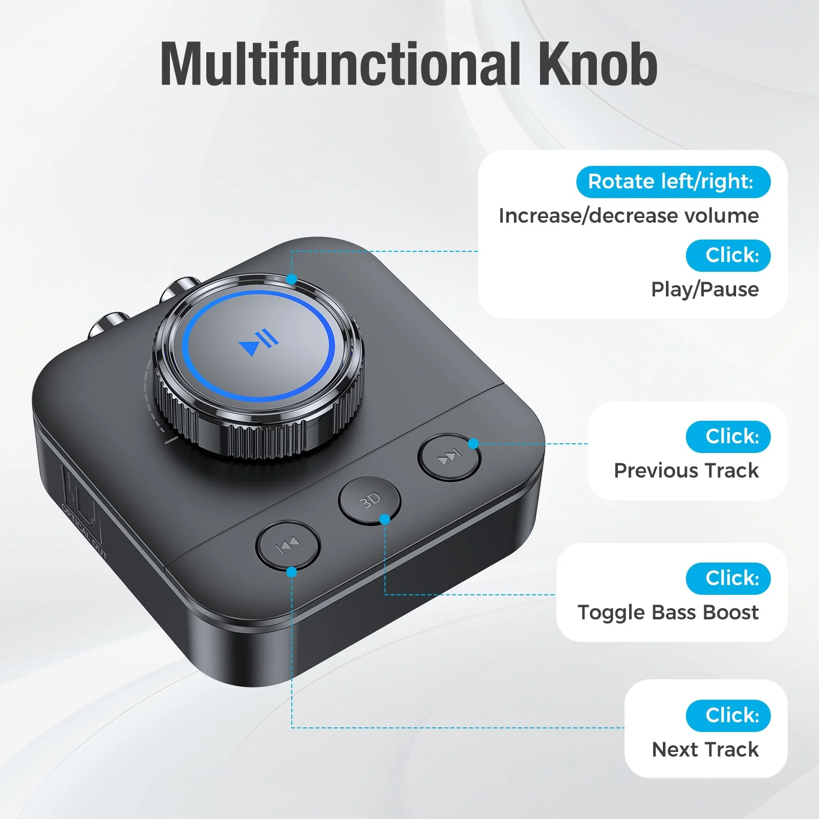 Bluetooth 5.3 Receiver for Home Stereo, RCA Bluetooth Adapter for 3D Surround, Support Optical, AUX 3.5mm, RCA Receiver Adapter for Speakers, Music Streaming Stereo System - Image 2