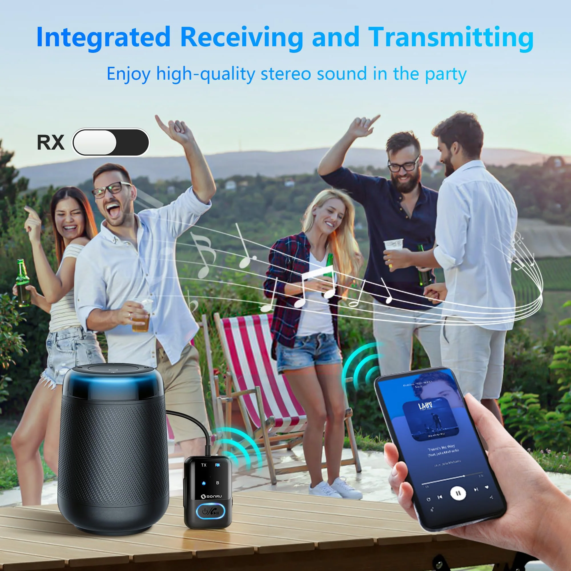 Bluetooth 5.3 Transmitter Adapter for Airplane 2-in-1 Wireless Bluetooth Audio Transmitter Receiver for 3.5mm Aux Jacks on Flight/TV/Gym Equipment, for up to 2 Wireless Headphones, Cell Phones Black1 - Image 8