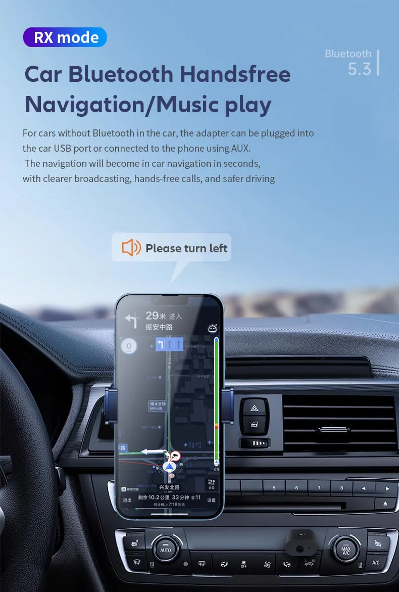 Bluetooth 5.3 Transmitter Receiver, 3.5mm Aux Wireless USB Adapter, Low Latency, Built in Mic, Music Streaming, Handsfree Calls, Driver Free- for TV, PC, Home/Car Stereo, Headphones, Speakers - Image 6