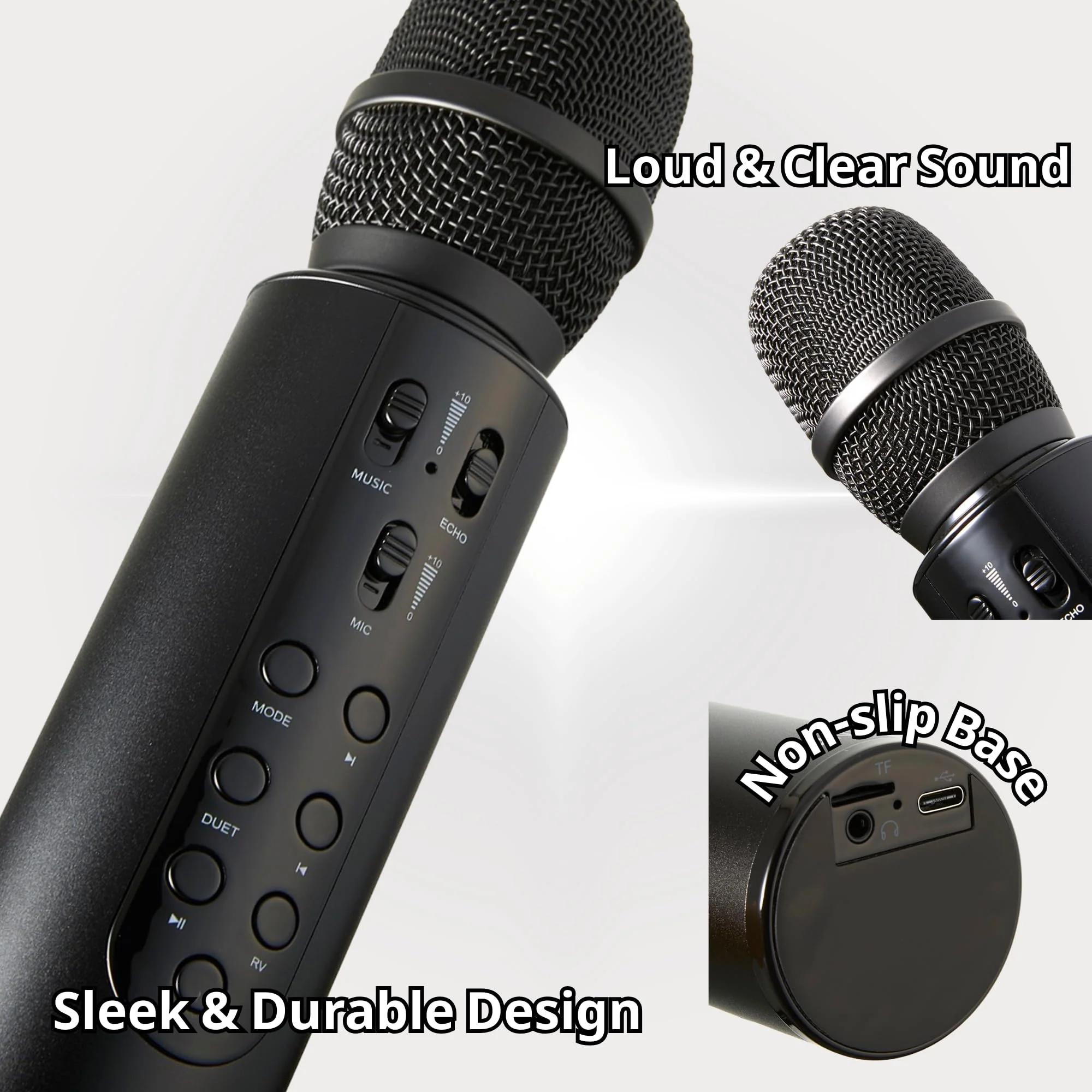 Bluetooth 5.3 Wireless Karaoke Microphone, Portable Handheld Mic with 10W Speakers, Clear Vocals & Echo, Home Party Karaoke Machine, Gift for Teens & Women (Red) (Black) Black - Image 5