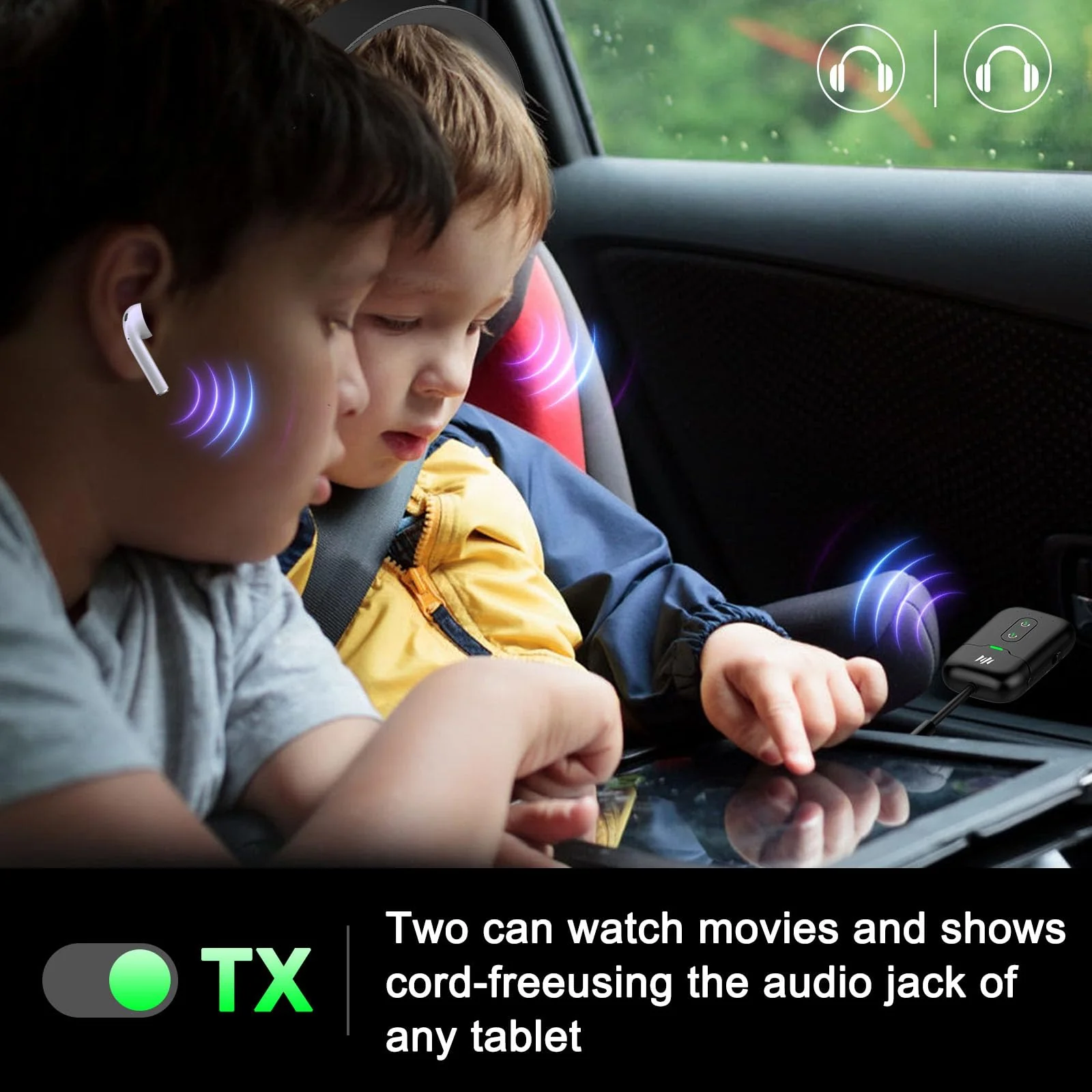 Bluetooth 5.4 Transmitter Receiver,2-in-1 Bluetooth Adapter for Airplane,Bluetooth Transmitter for TV,Gym, Up to 2 AirPods/Headphones,Wireless Audio Adapter with aptX LL for Travel & Home/Car Stereo Black - Image 7