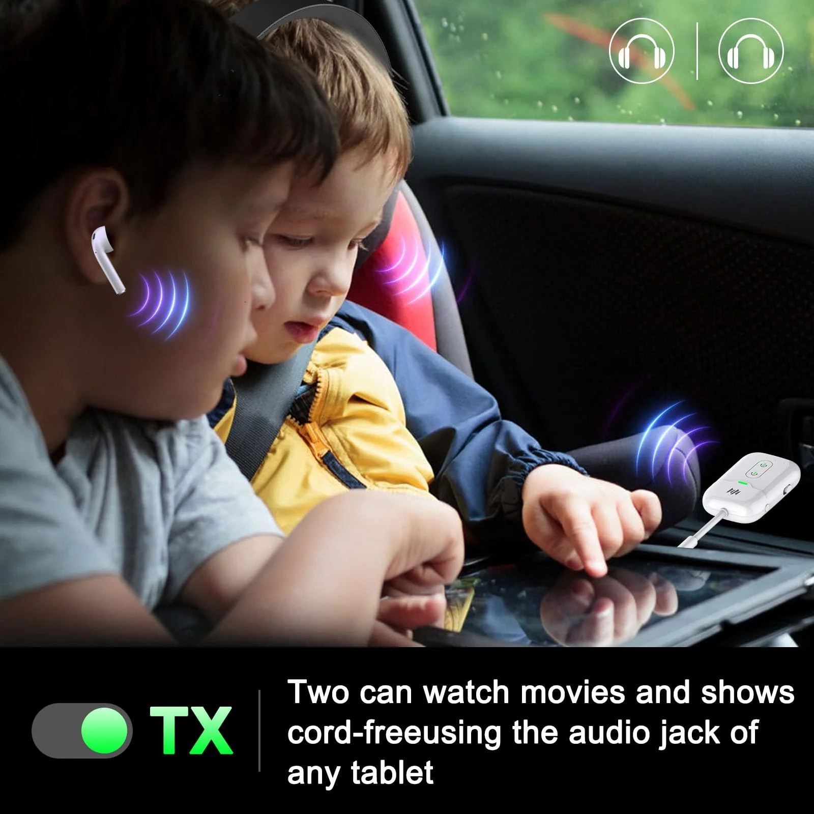 Bluetooth 5.4 Transmitter Receiver,2-in-1 Bluetooth Adapter for Airplane,Bluetooth Transmitter for TV,Gym, Up to 2 AirPods/Headphones,Wireless Audio Adapter with aptX LL for Travel & Home/Car Stereo White - Image 4