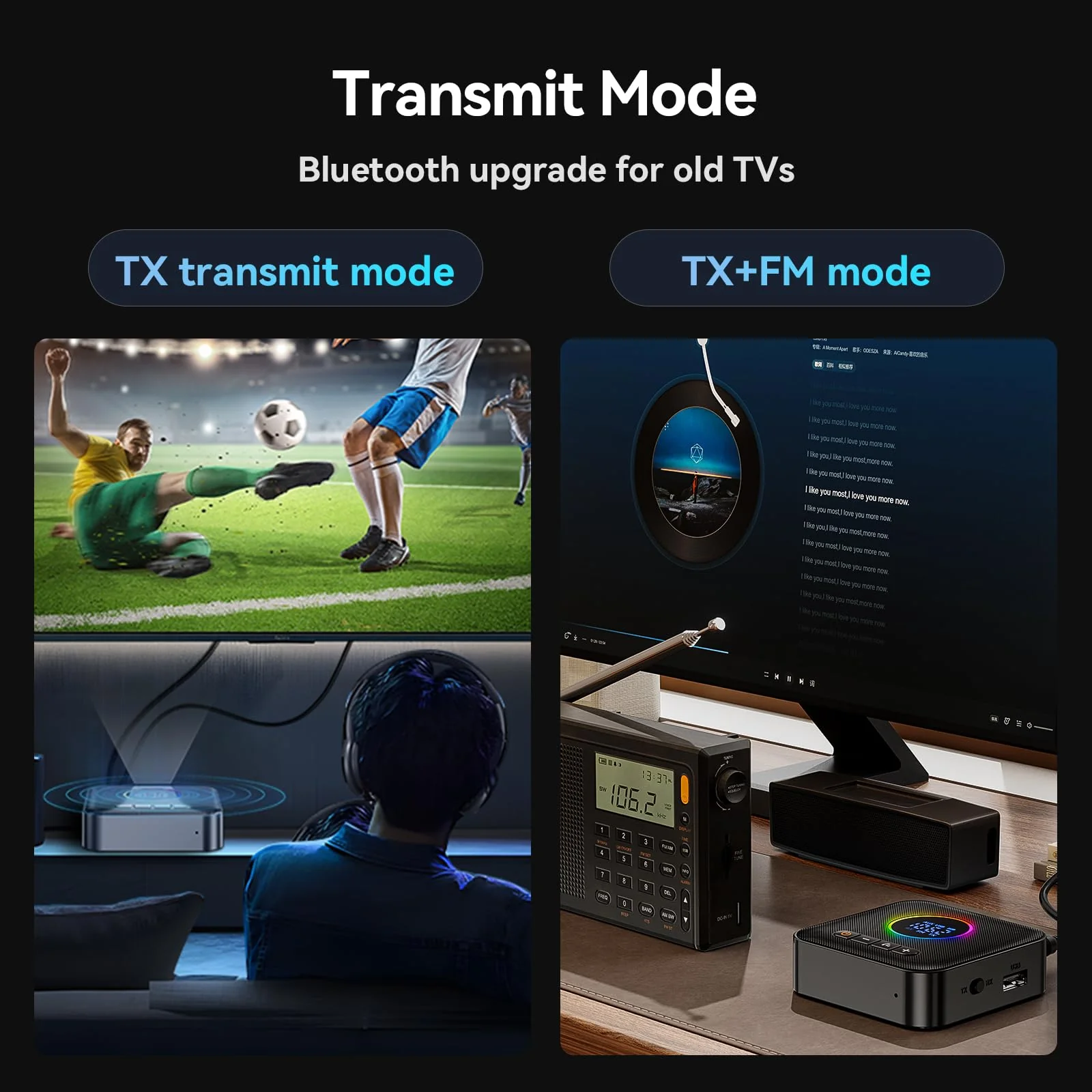Bluetooth 5.4 Transmitter Receiver 3-in-1 Bluetooth Adapter HiFi Audio Bluetooth Receiver FM Transmitter with LED Display 3.5mm AUX RCA USB for TV/Car/PC/Home Stereo/Speakers - Image 5