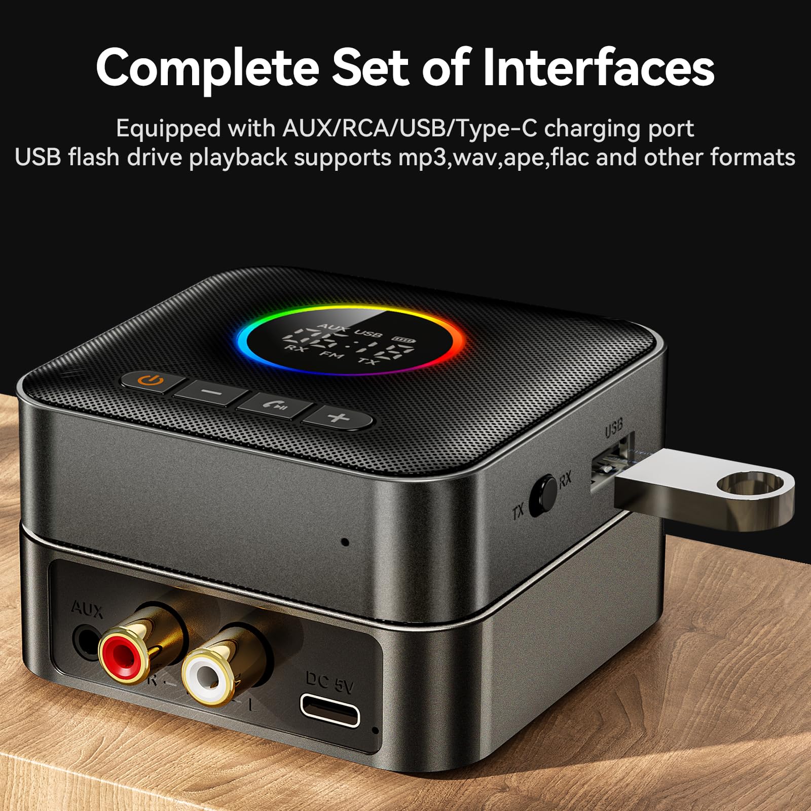 Bluetooth 5.4 Transmitter Receiver 3-in-1 Bluetooth Adapter HiFi Audio Bluetooth Receiver FM Transmitter with LED Display 3.5mm AUX RCA USB for TV/Car/PC/Home Stereo/Speakers - Image 6