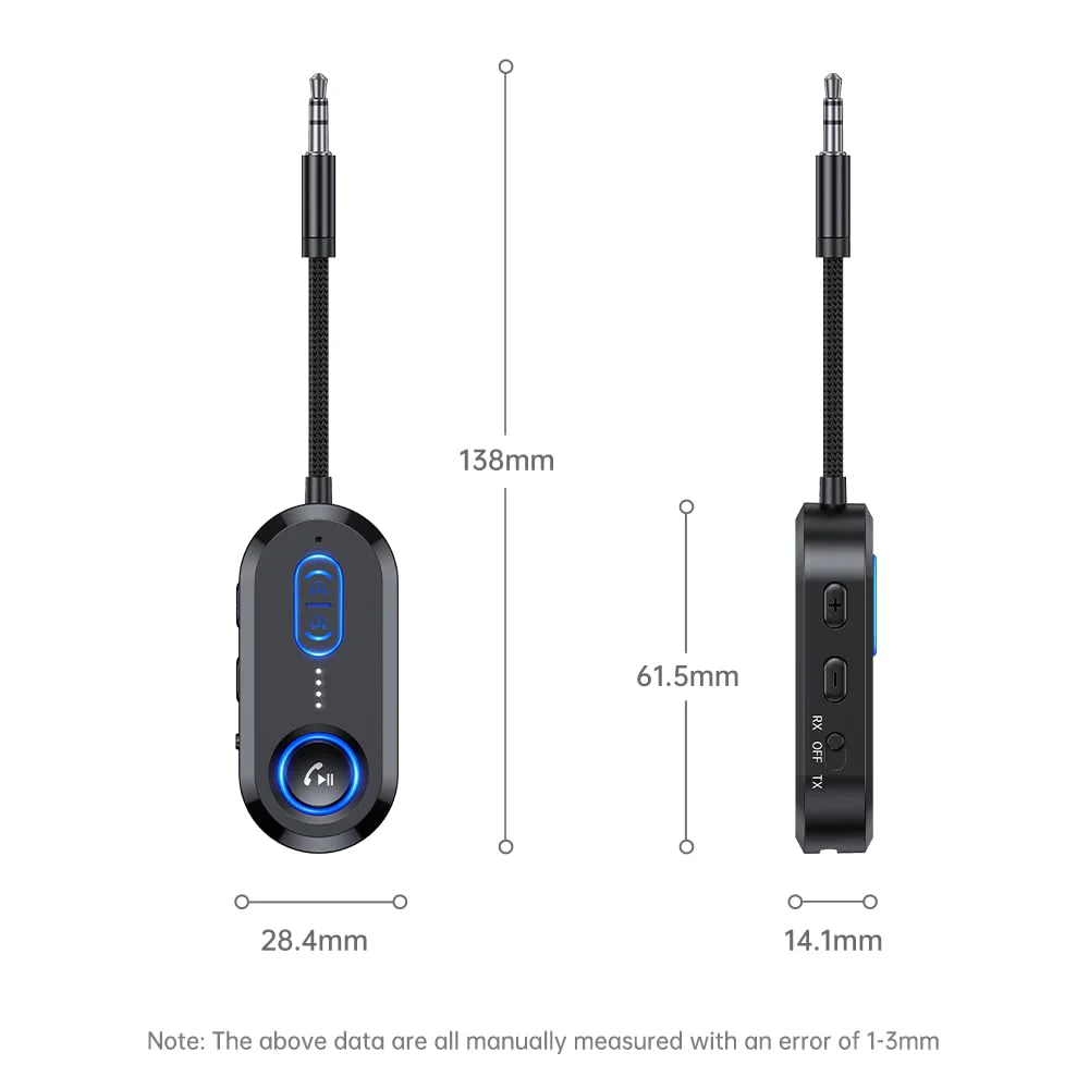 Bluetooth 5.4 Transmitter Receiver for 2 AirPods/Headphones, 2-in-1 Bluetooth Audio Adapter for TV, Airplane Travel, 3.5mm AUX Wireless Adapter for Car/Home Stereo - Image 9