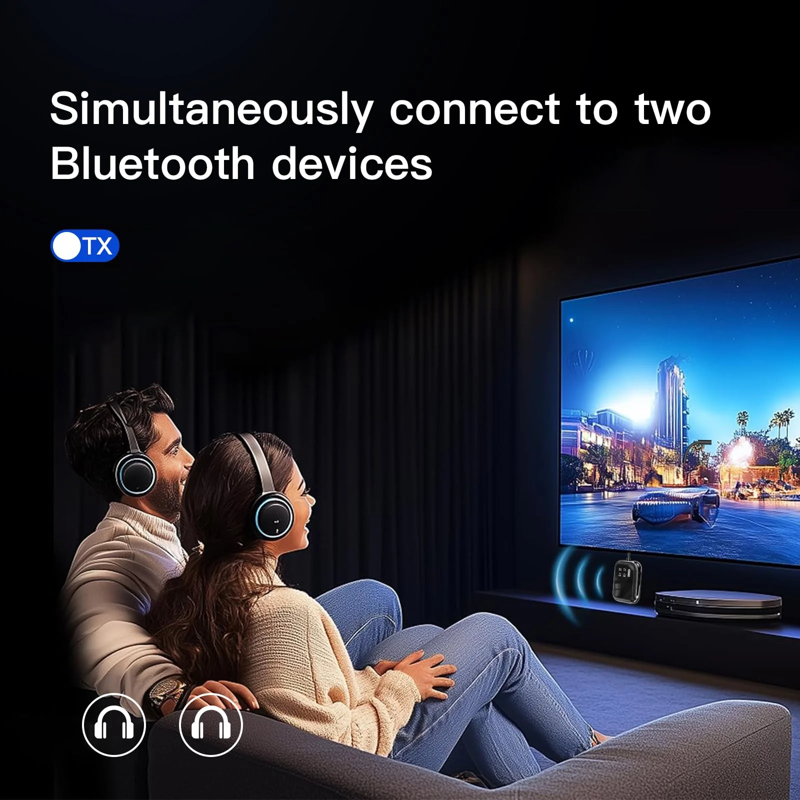Bluetooth 5.4 Transmitter Receiver, Low-Latency for Gaming/TV/PC/Gym,2-in-1 Dual Mode for 2 Devices,Ideal for Airplane Travel, aptX Adaptive HD Audio, Wear-Resistant Ultra-Ceramic Black - Image 3